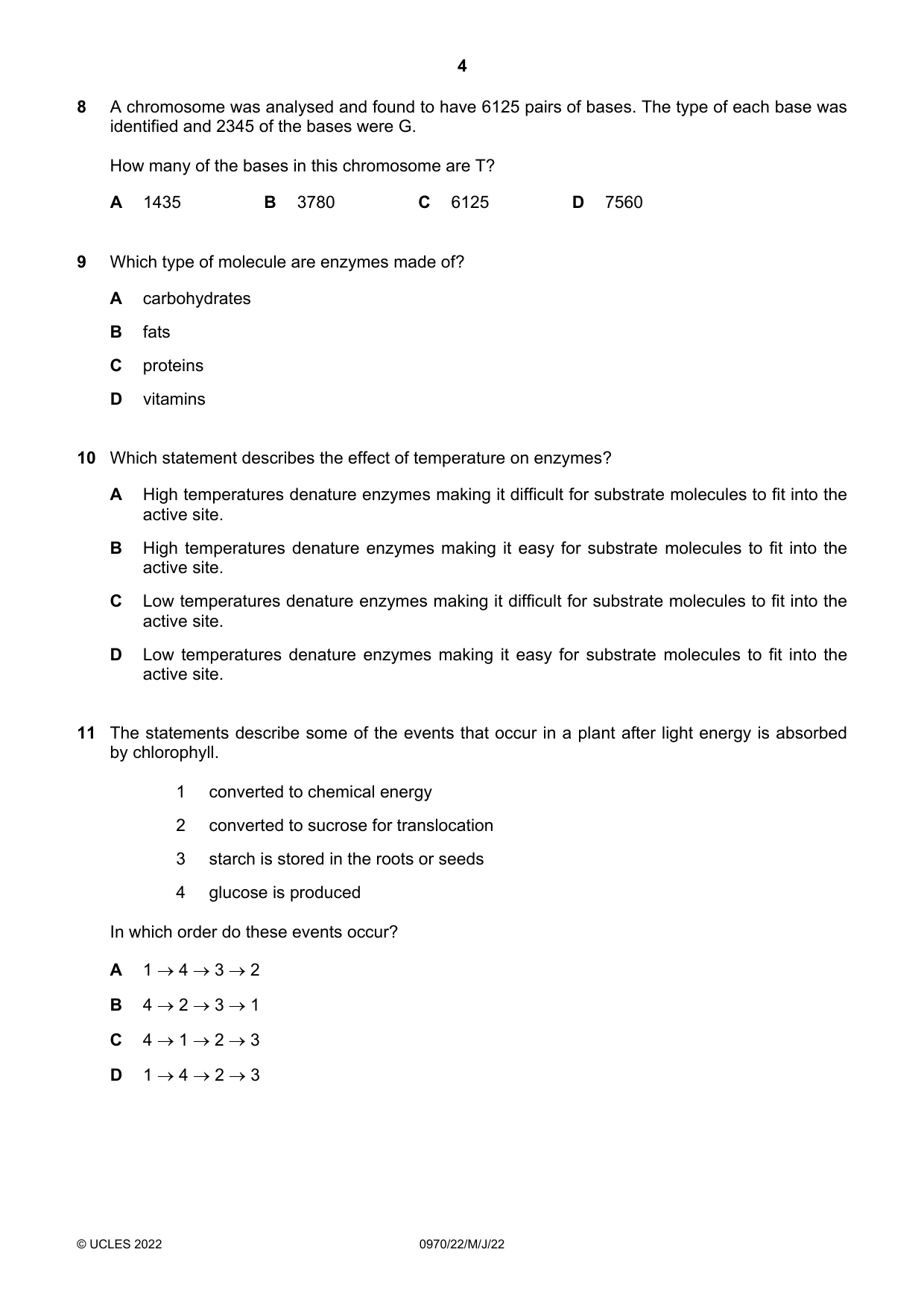 Cambridge IGCSE Biology (9-1) 0970 2022 May/June Paper 2 · Variant 2 question paper, page 4 of 16