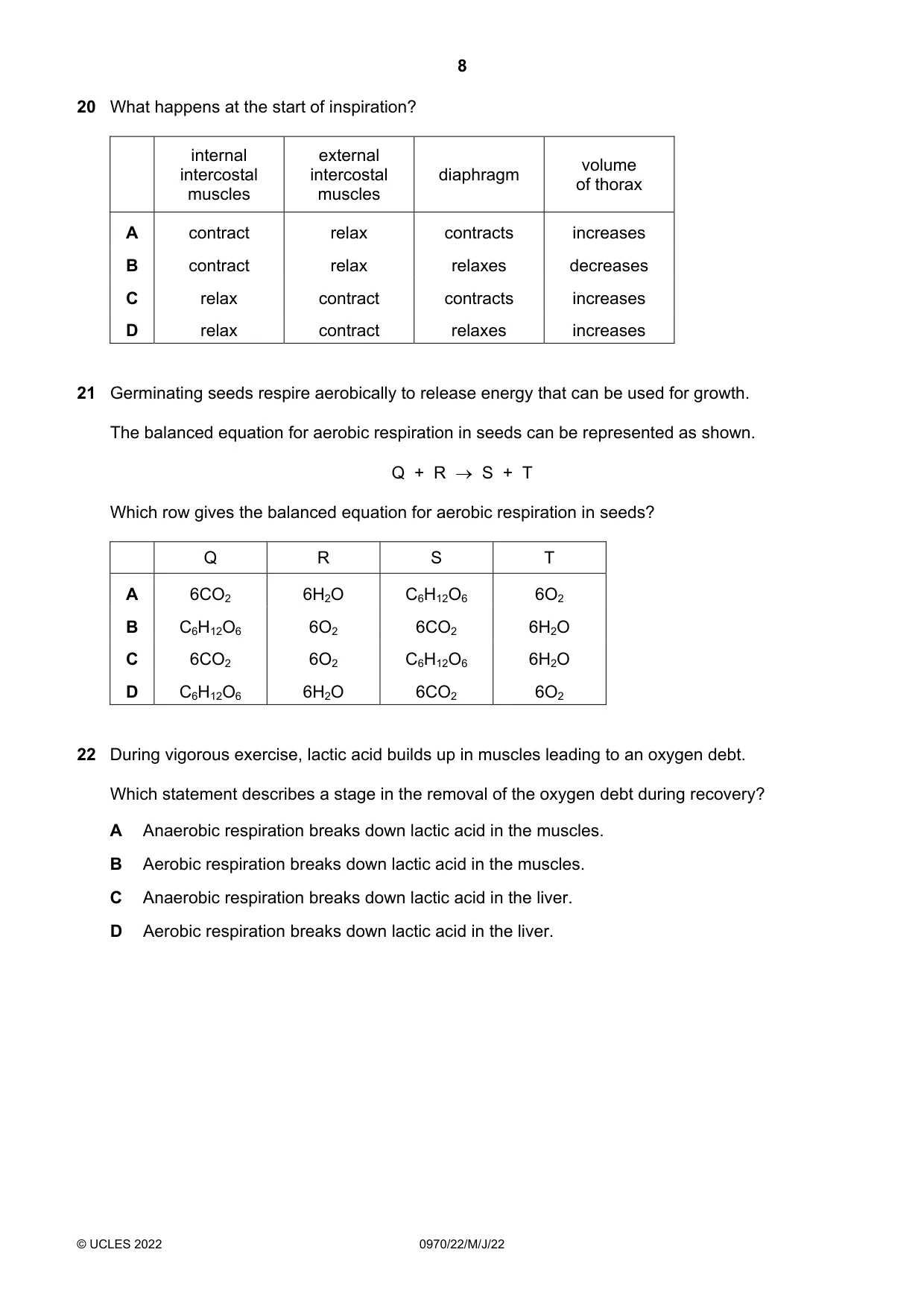 Cambridge IGCSE Biology (9-1) 0970 2022 May/June Paper 2 · Variant 2 question paper, page 8 of 16