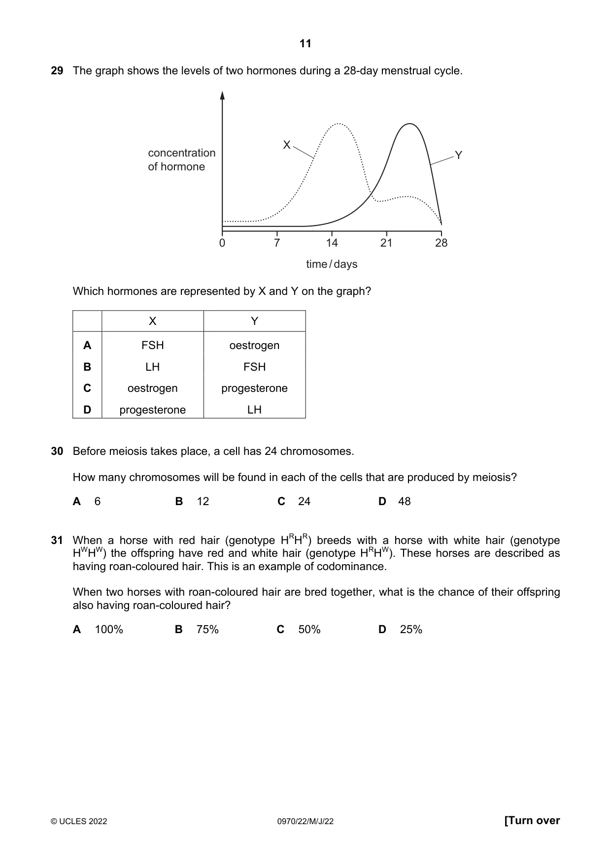 Cambridge IGCSE Biology (9-1) 0970 2022 May/June Paper 2 · Variant 2 question paper, page 11 of 16