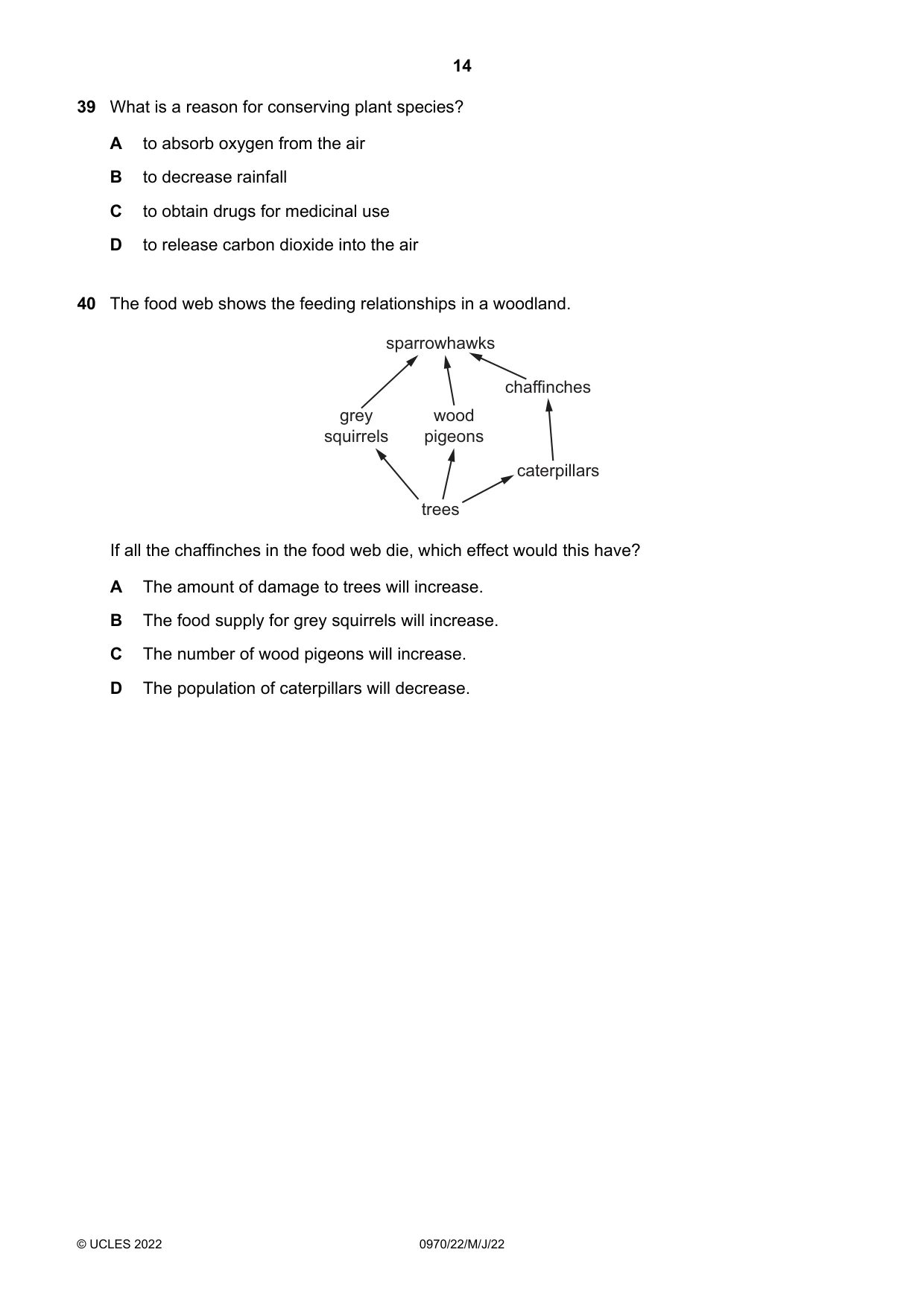 Cambridge IGCSE Biology (9-1) 0970 2022 May/June Paper 2 · Variant 2 question paper, page 14 of 16