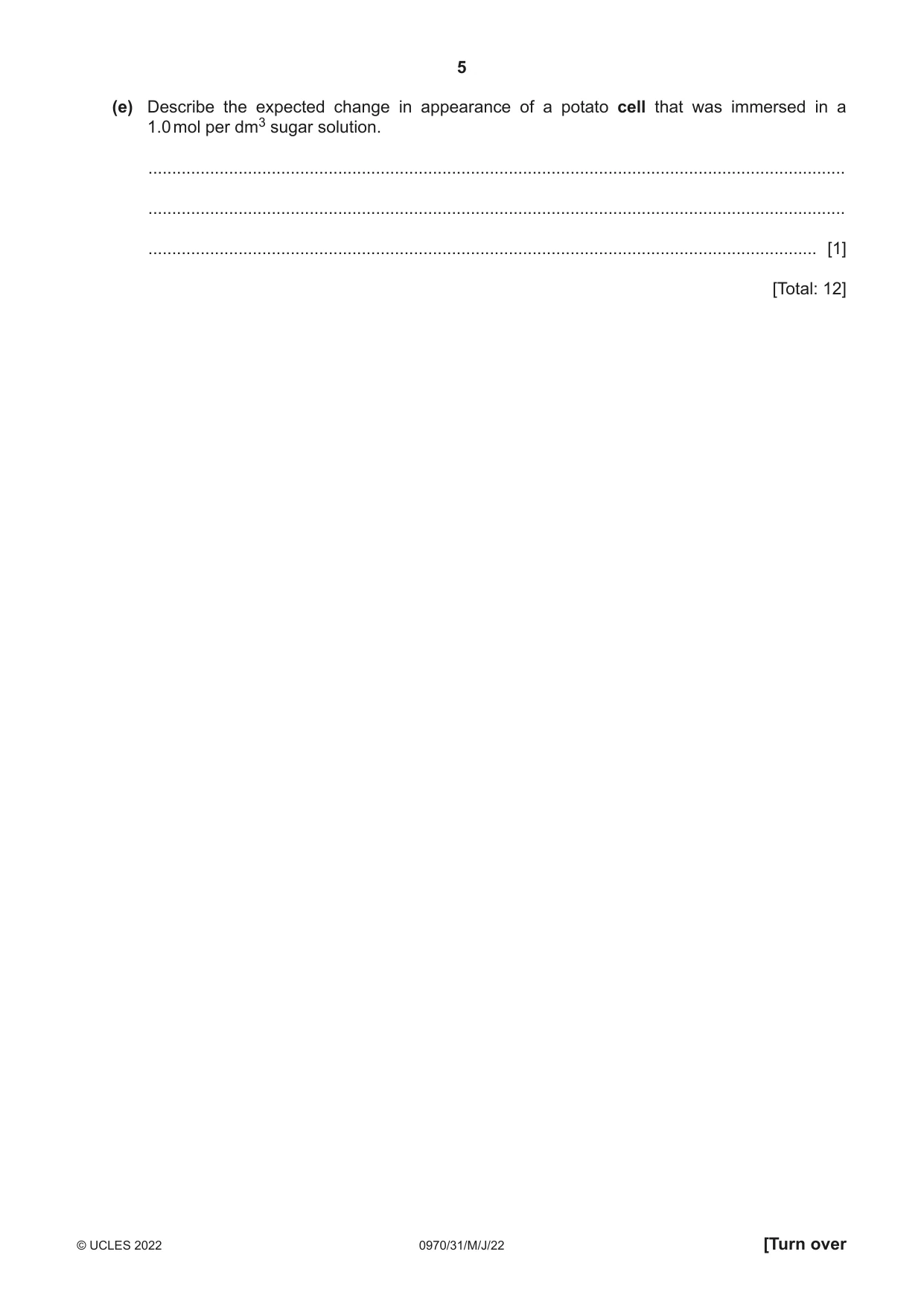 Cambridge IGCSE Biology (9-1) 0970 2022 May/June Paper 3 · Variant 1 question paper, page 5 of 20