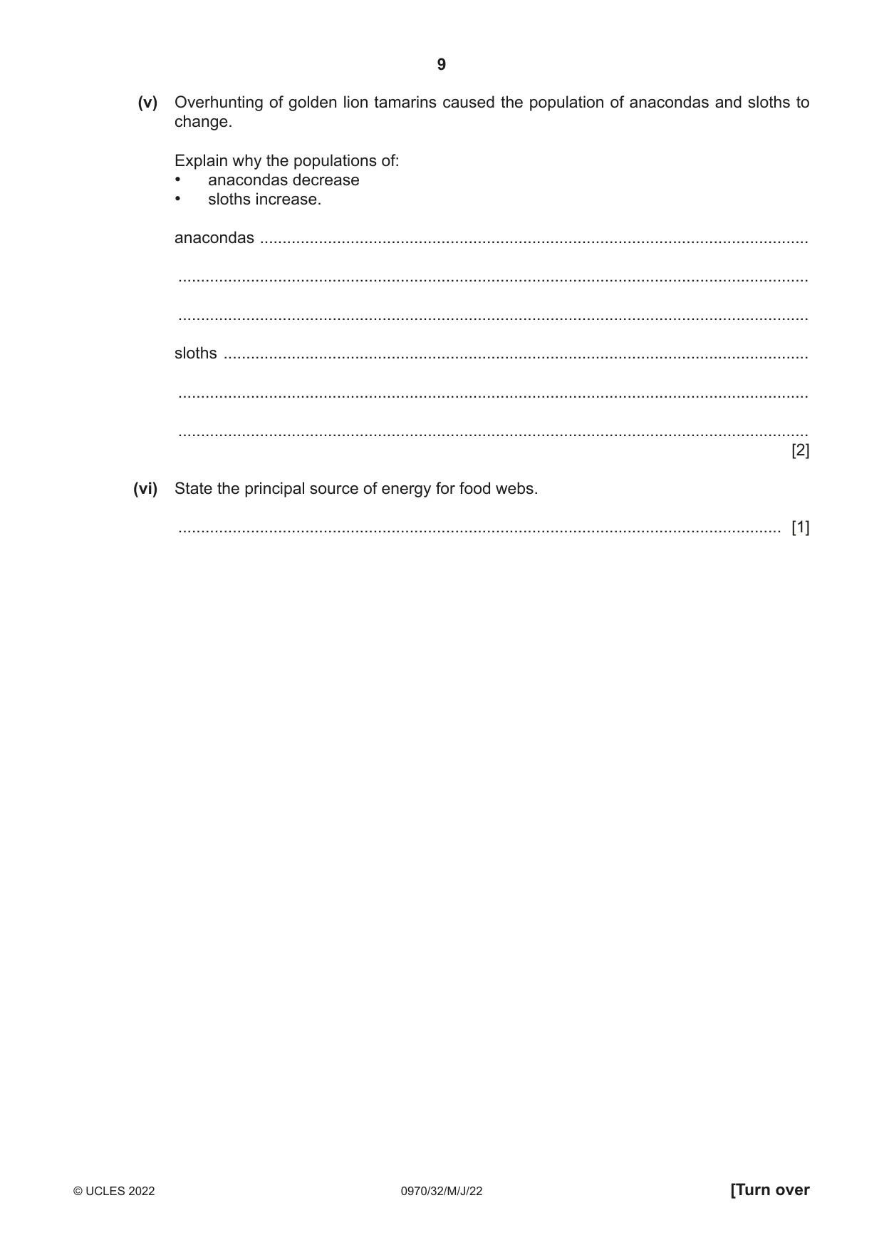 Cambridge IGCSE Biology (9-1) 0970 2022 May/June Paper 3 · Variant 2 question paper, page 9 of 16