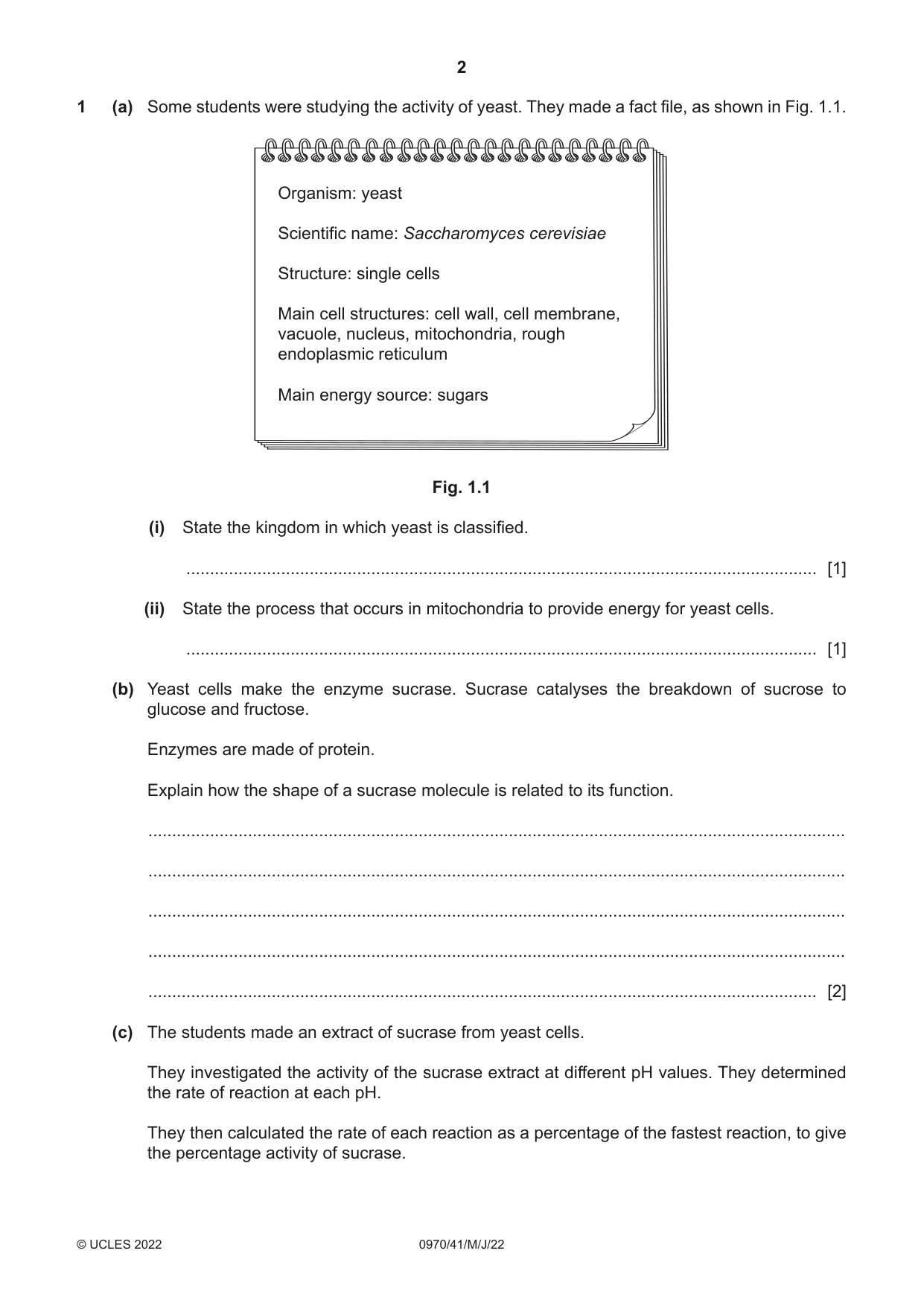 Cambridge IGCSE Biology (9-1) 0970 2022 May/June Paper 4 · Variant 1 question paper, page 2 of 20
