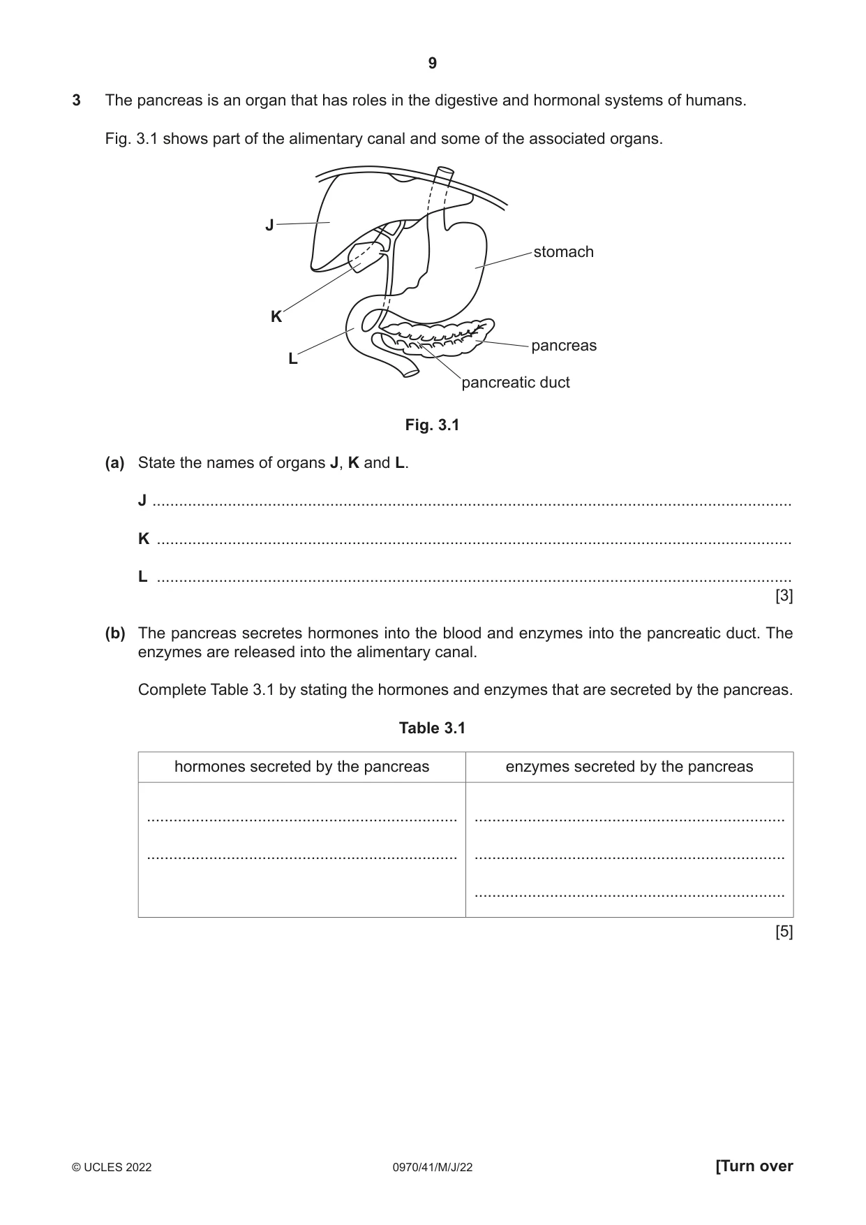 Cambridge IGCSE Biology (9-1) 0970 2022 May/June Paper 4 · Variant 1 question paper, page 9 of 20