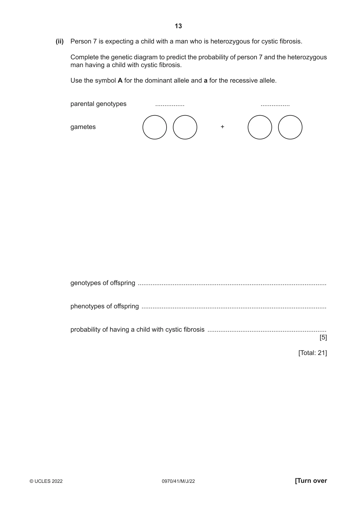 Cambridge IGCSE Biology (9-1) 0970 2022 May/June Paper 4 · Variant 1 question paper, page 13 of 20