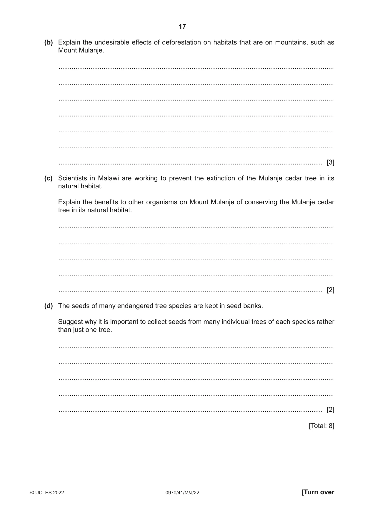 Cambridge IGCSE Biology (9-1) 0970 2022 May/June Paper 4 · Variant 1 question paper, page 17 of 20