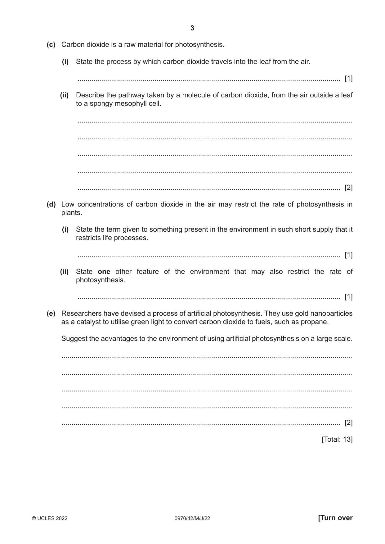 Cambridge IGCSE Biology (9-1) 0970 2022 May/June Paper 4 · Variant 2 question paper, page 3 of 20