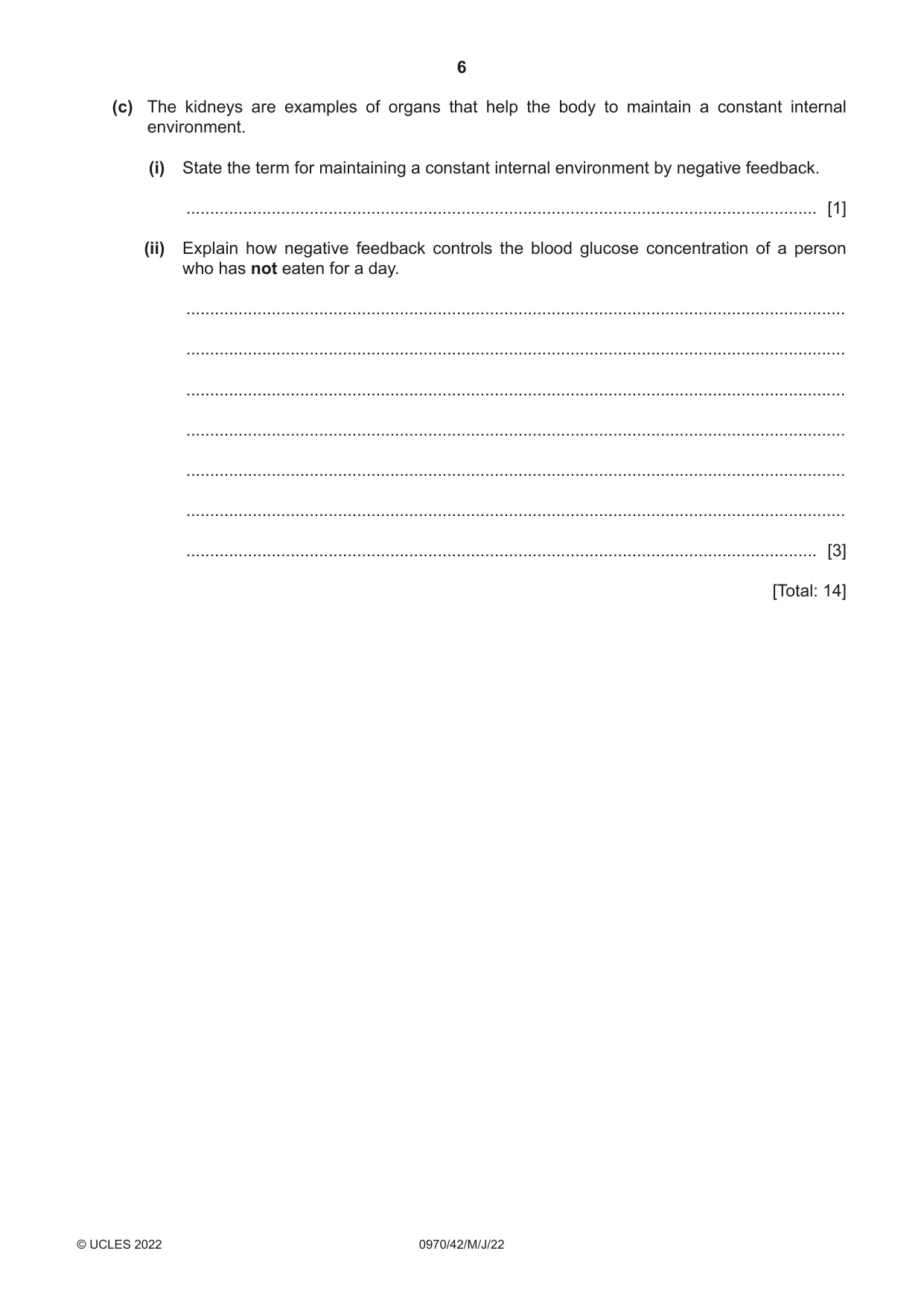 Cambridge IGCSE Biology (9-1) 0970 2022 May/June Paper 4 · Variant 2 question paper, page 6 of 20