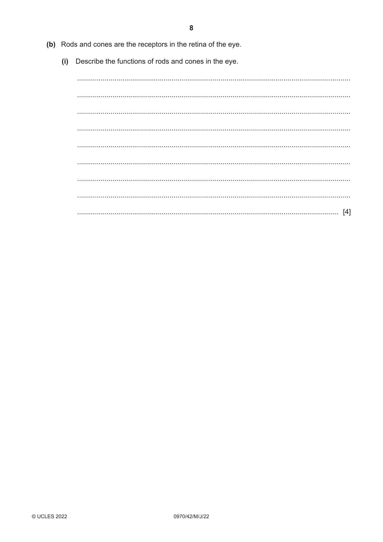 Cambridge IGCSE Biology (9-1) 0970 2022 May/June Paper 4 · Variant 2 question paper, page 8 of 20