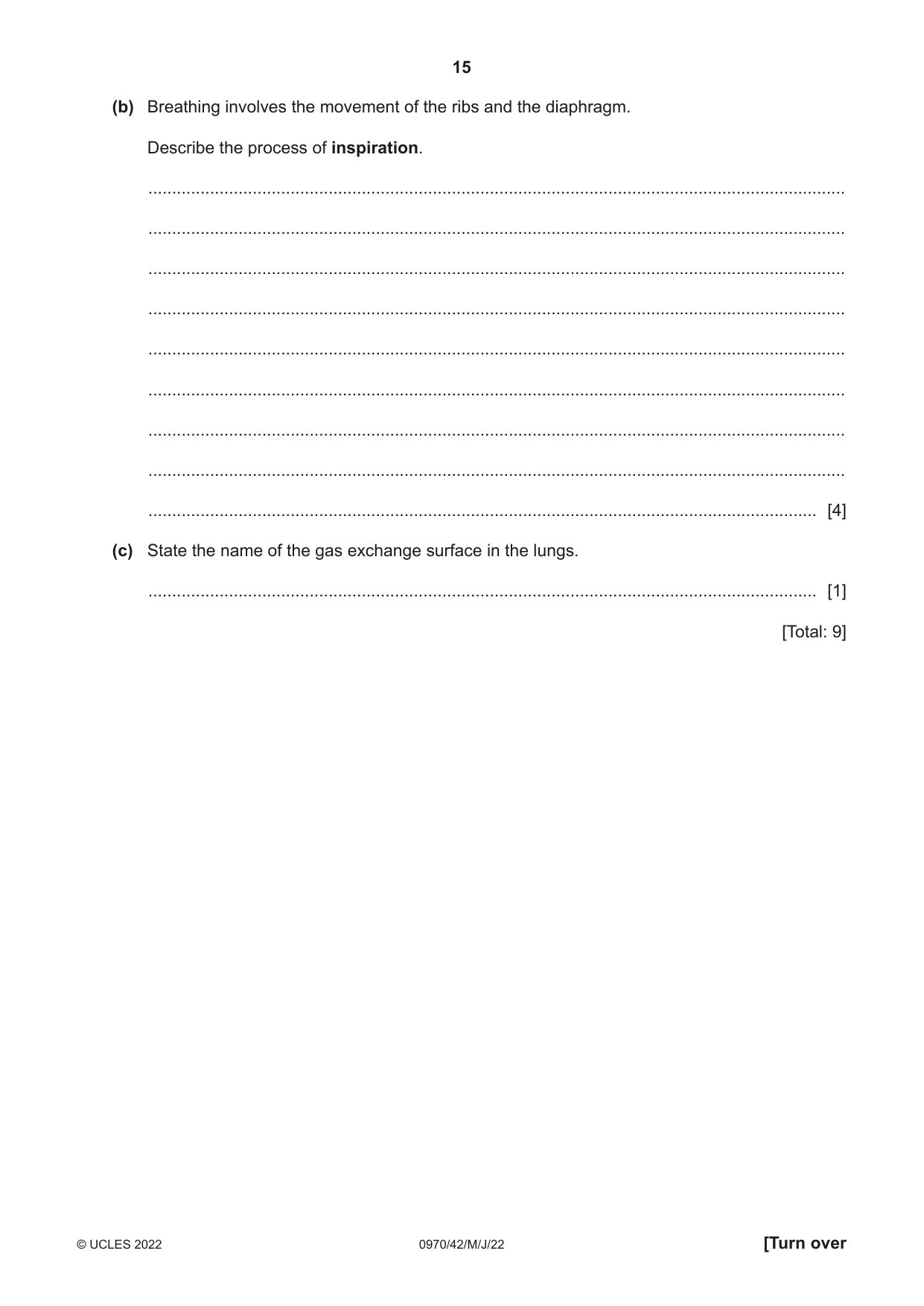Cambridge IGCSE Biology (9-1) 0970 2022 May/June Paper 4 · Variant 2 question paper, page 15 of 20