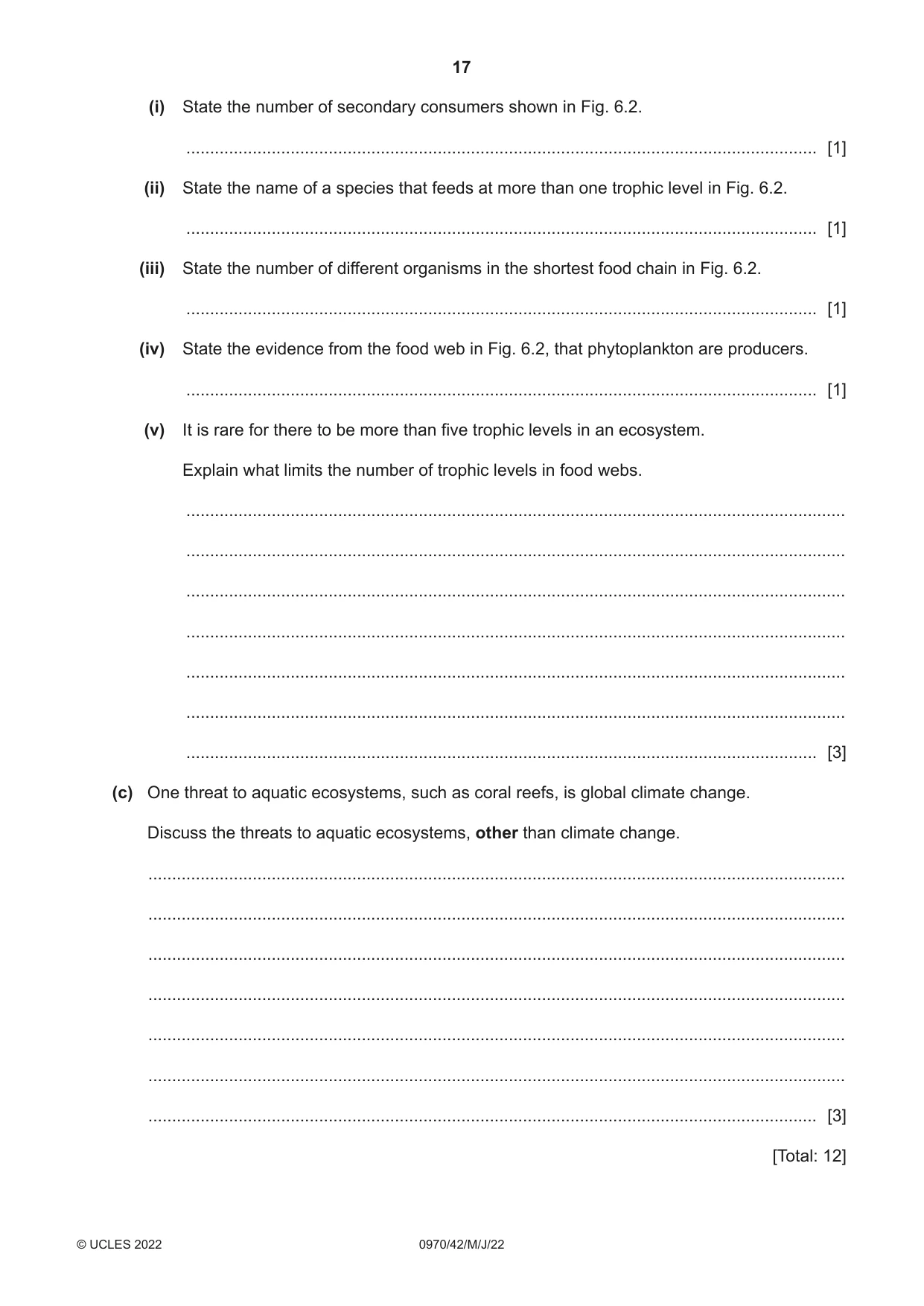 Cambridge IGCSE Biology (9-1) 0970 2022 May/June Paper 4 · Variant 2 question paper, page 17 of 20