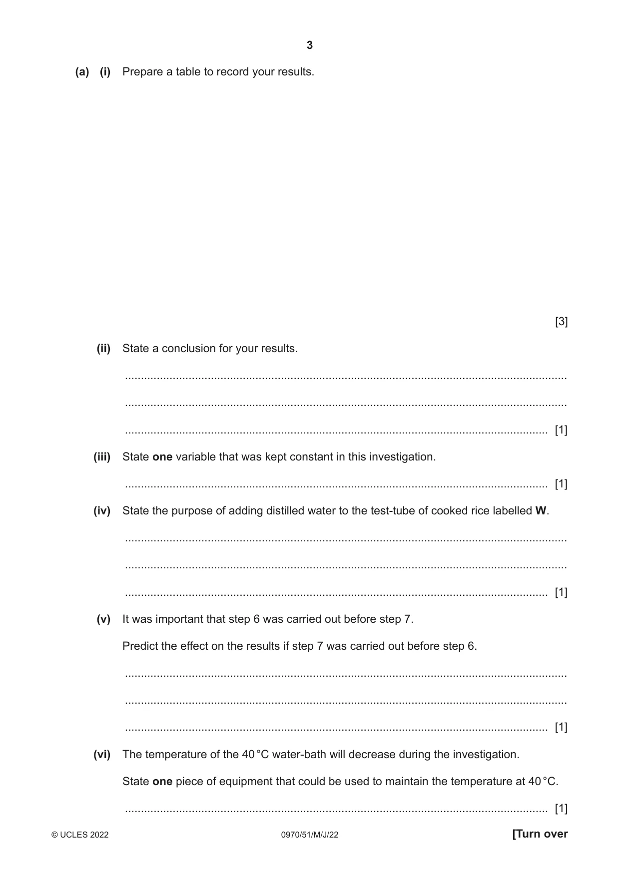 Cambridge IGCSE Biology (9-1) 0970 2022 May/June Paper 5 · Variant 1 question paper, page 3 of 12