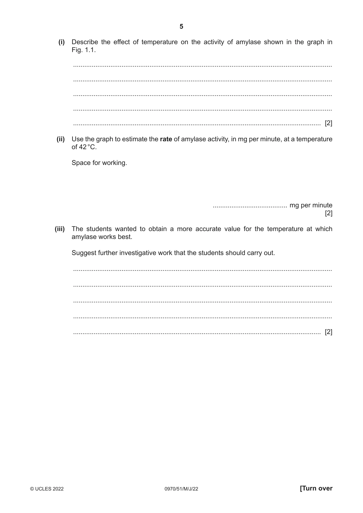 Cambridge IGCSE Biology (9-1) 0970 2022 May/June Paper 5 · Variant 1 question paper, page 5 of 12