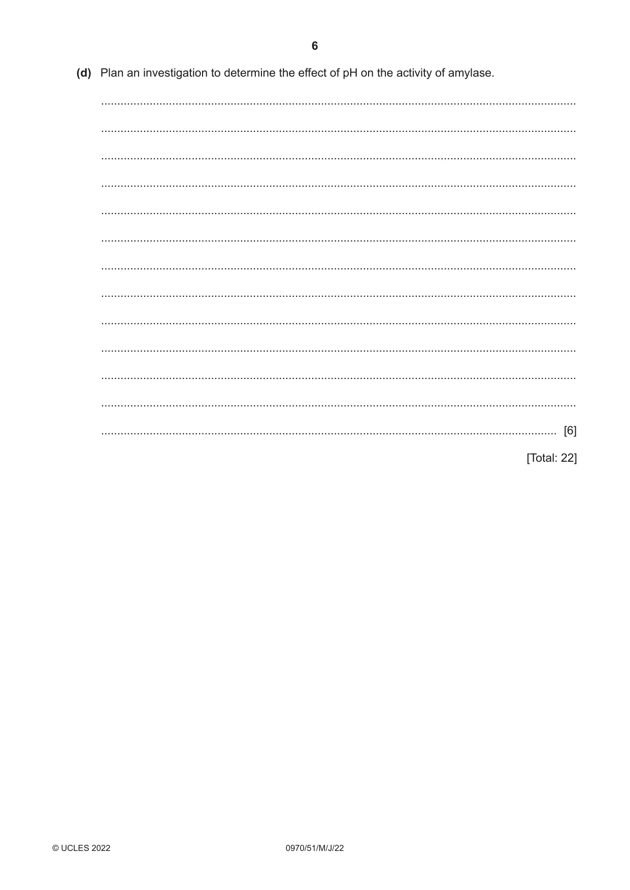 Cambridge IGCSE Biology (9-1) 0970 2022 May/June Paper 5 · Variant 1 question paper, page 6 of 12