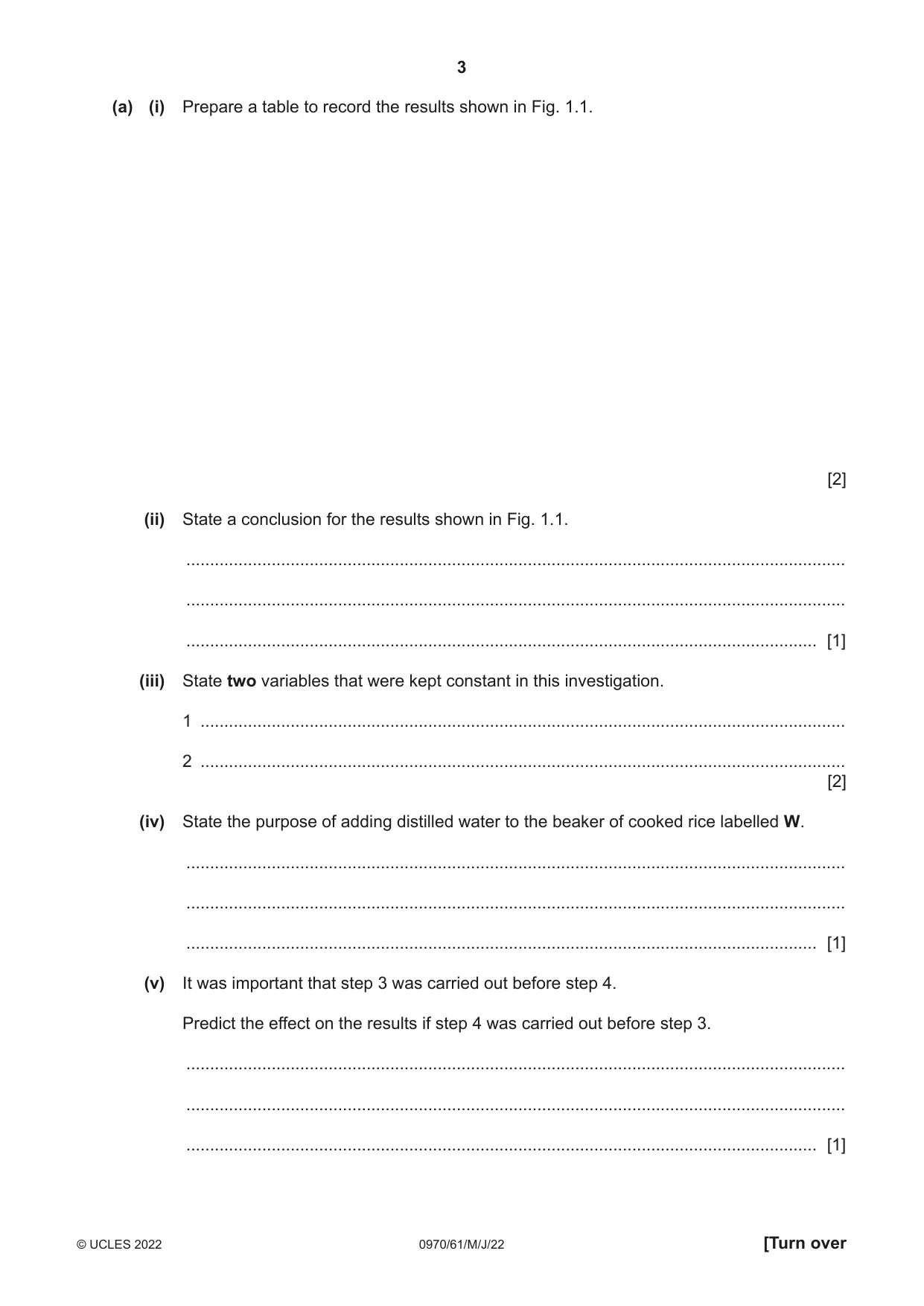 Cambridge IGCSE Biology (9-1) 0970 2022 May/June Paper 6 · Variant 1 question paper, page 3 of 12