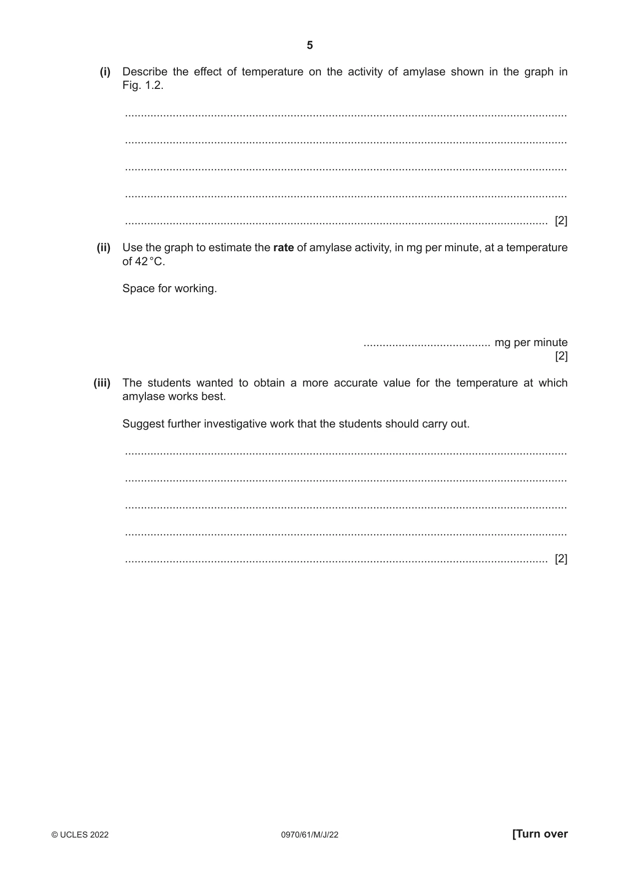 Cambridge IGCSE Biology (9-1) 0970 2022 May/June Paper 6 · Variant 1 question paper, page 5 of 12
