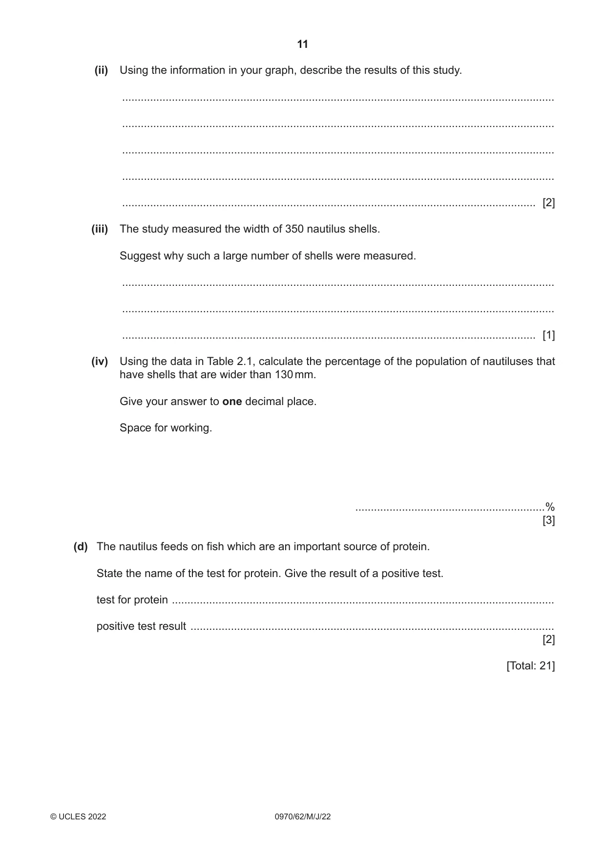 Cambridge IGCSE Biology (9-1) 0970 2022 May/June Paper 6 · Variant 2 question paper, page 11 of 12