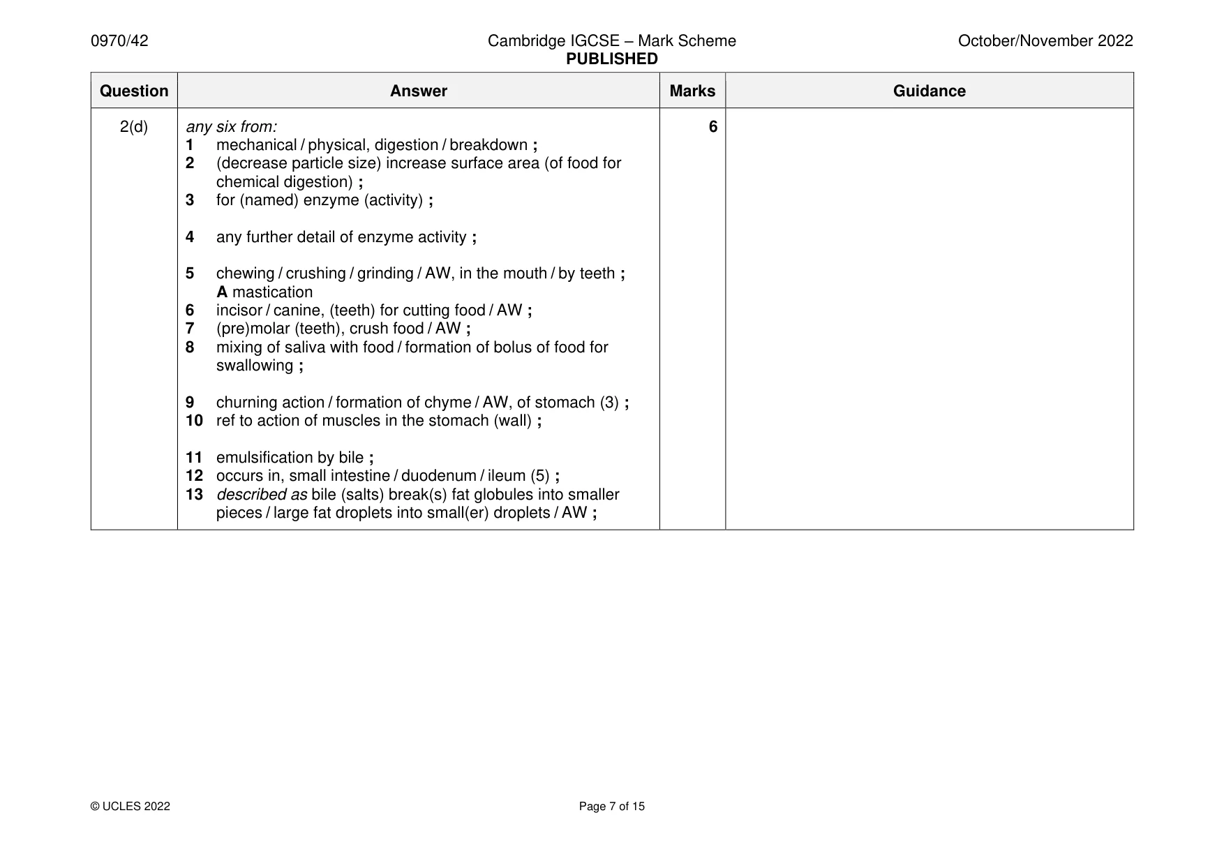 Mark scheme, page 7 of 15