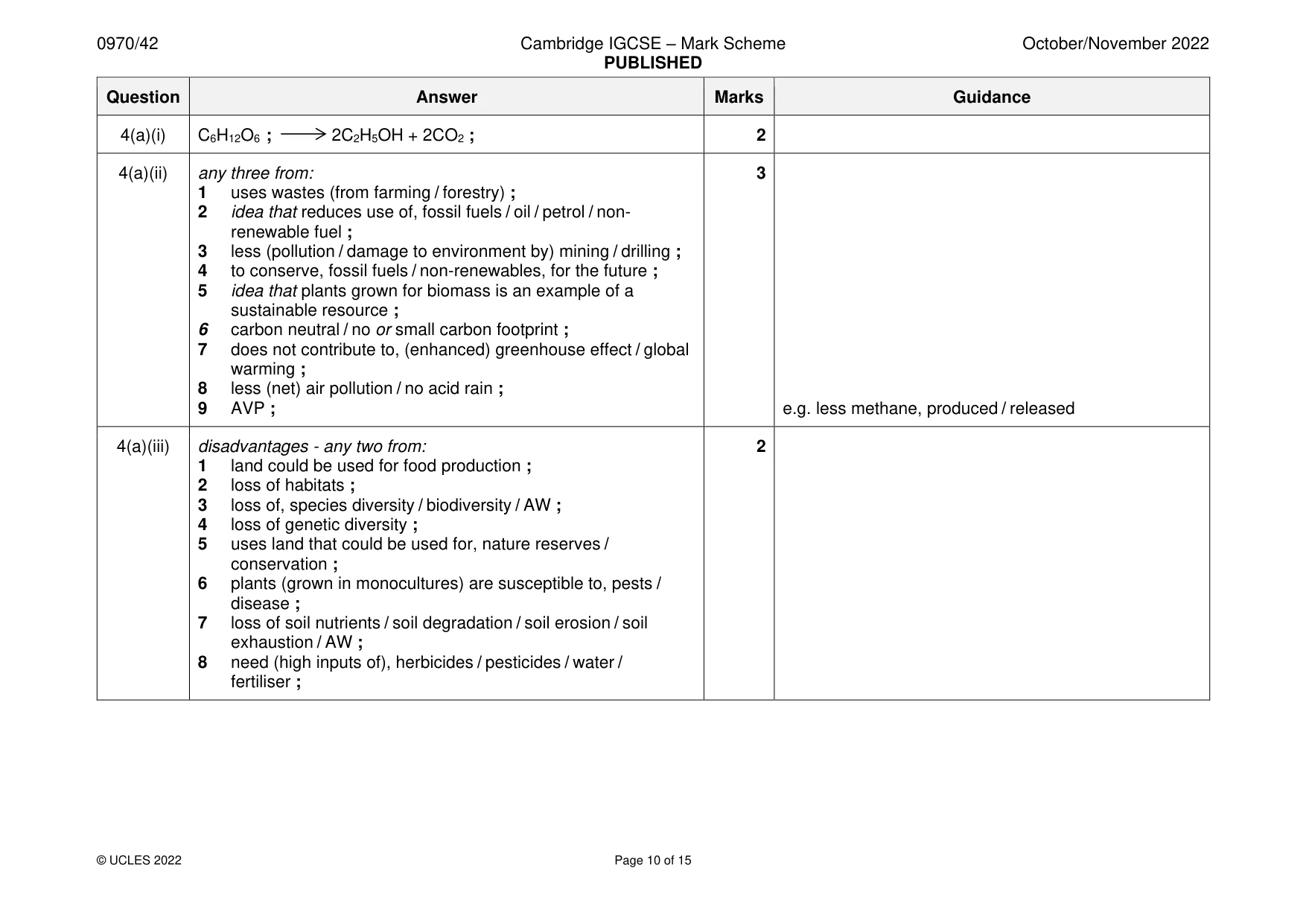 Mark scheme, page 10 of 15