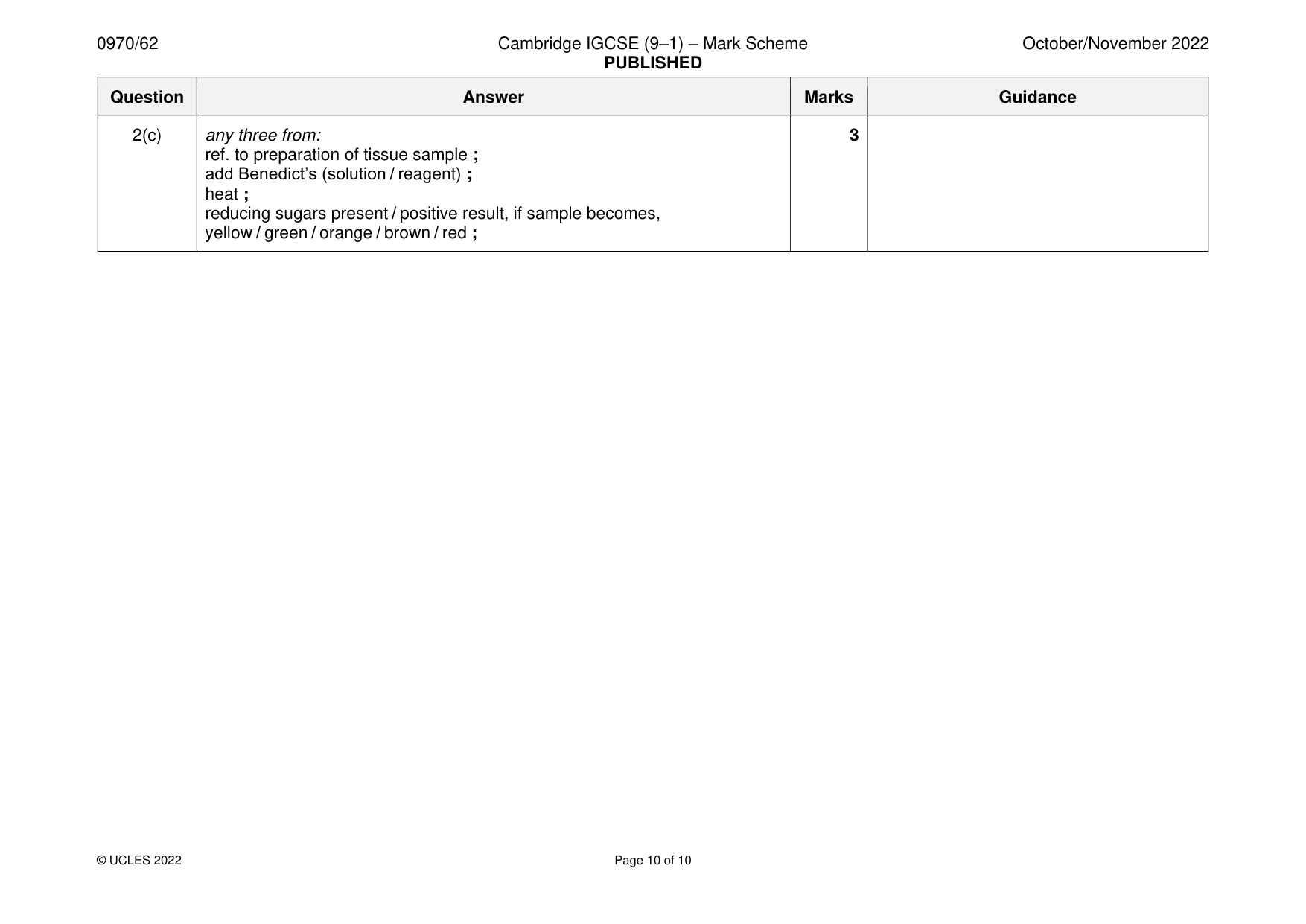 Mark scheme, page 10 of 10