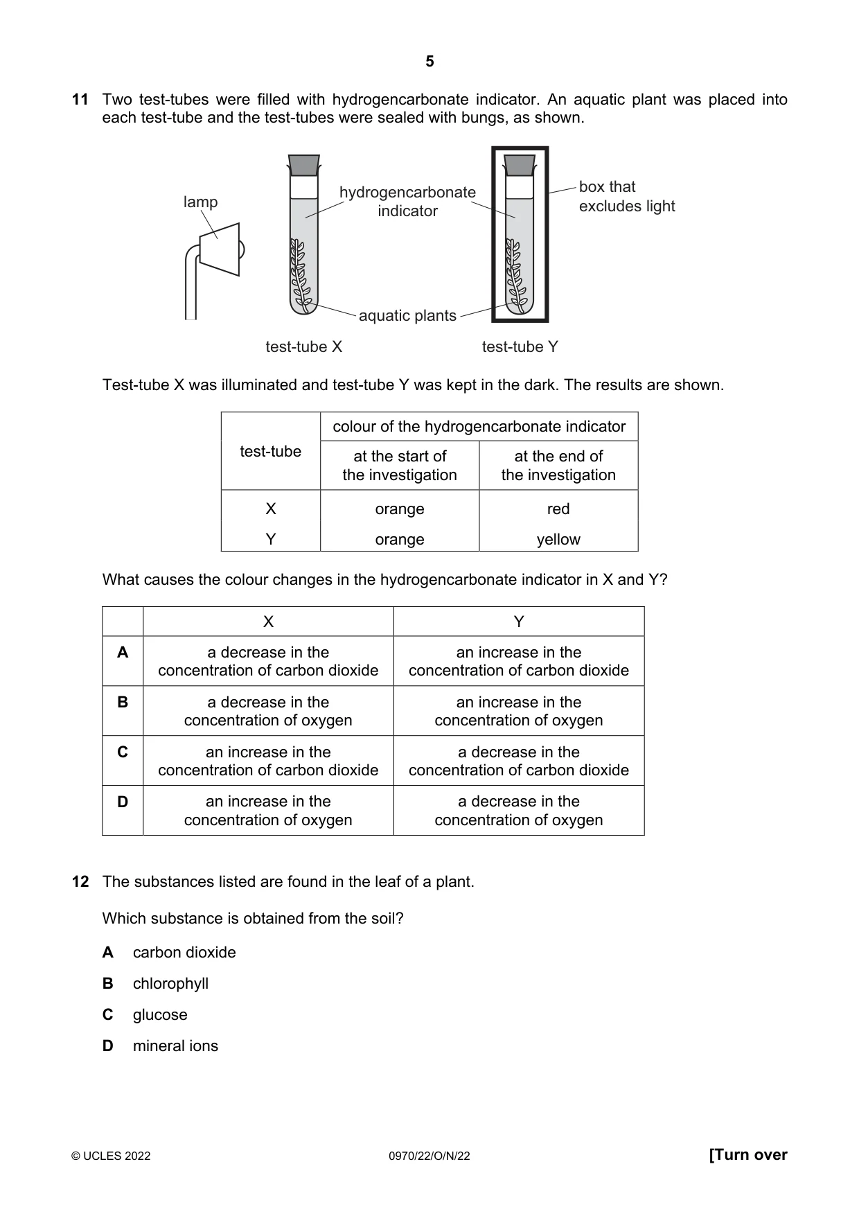 Cambridge IGCSE Biology (9-1) 0970 2022 Oct/Nov Paper 2 · Variant 2 question paper, page 5 of 16