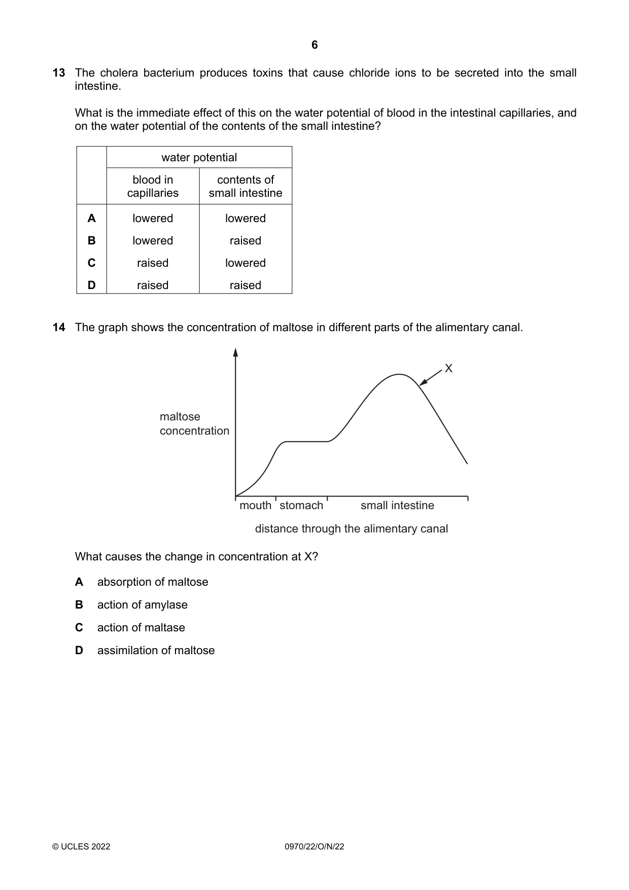 Cambridge IGCSE Biology (9-1) 0970 2022 Oct/Nov Paper 2 · Variant 2 question paper, page 6 of 16