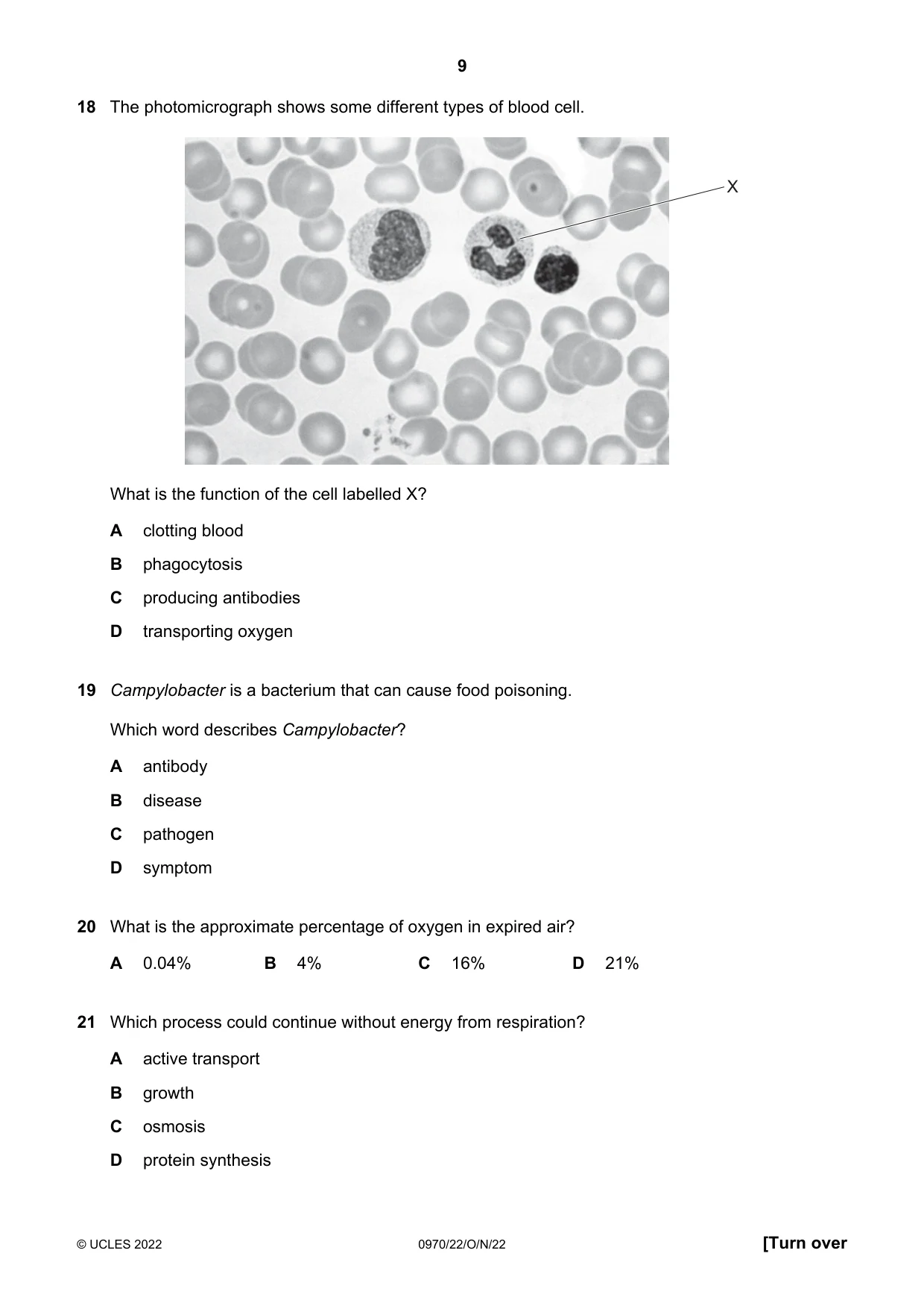 Cambridge IGCSE Biology (9-1) 0970 2022 Oct/Nov Paper 2 · Variant 2 question paper, page 9 of 16