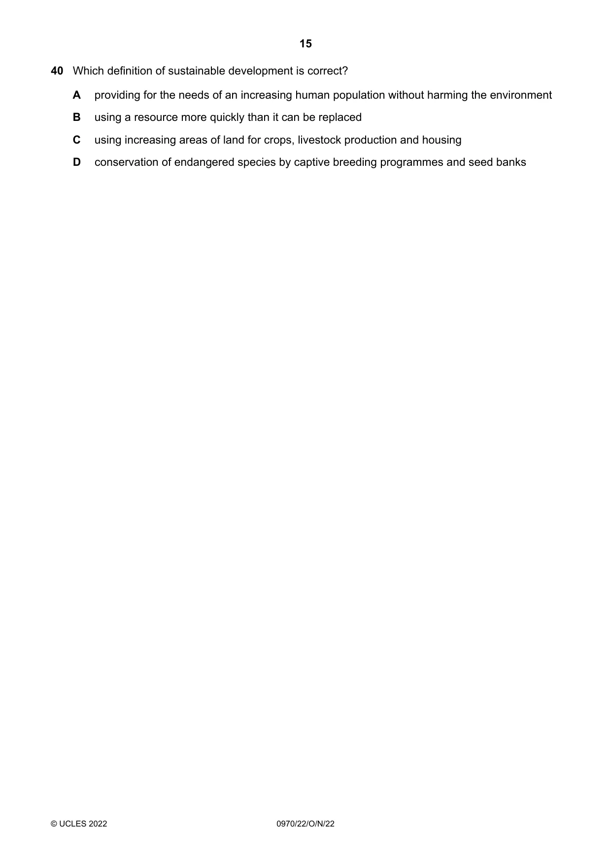 Cambridge IGCSE Biology (9-1) 0970 2022 Oct/Nov Paper 2 · Variant 2 question paper, page 15 of 16