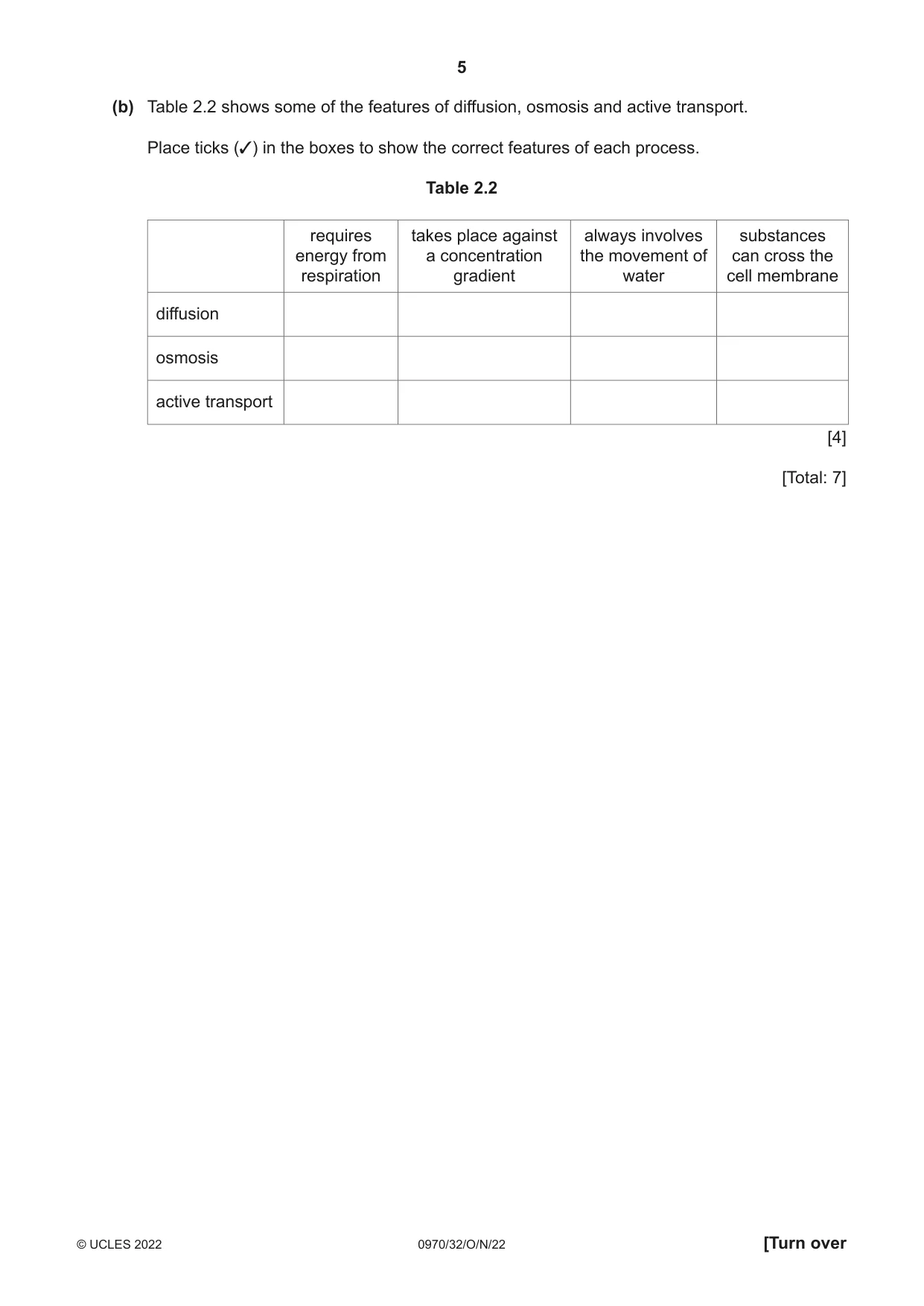 Cambridge IGCSE Biology (9-1) 0970 2022 Oct/Nov Paper 3 · Variant 2 question paper, page 5 of 20