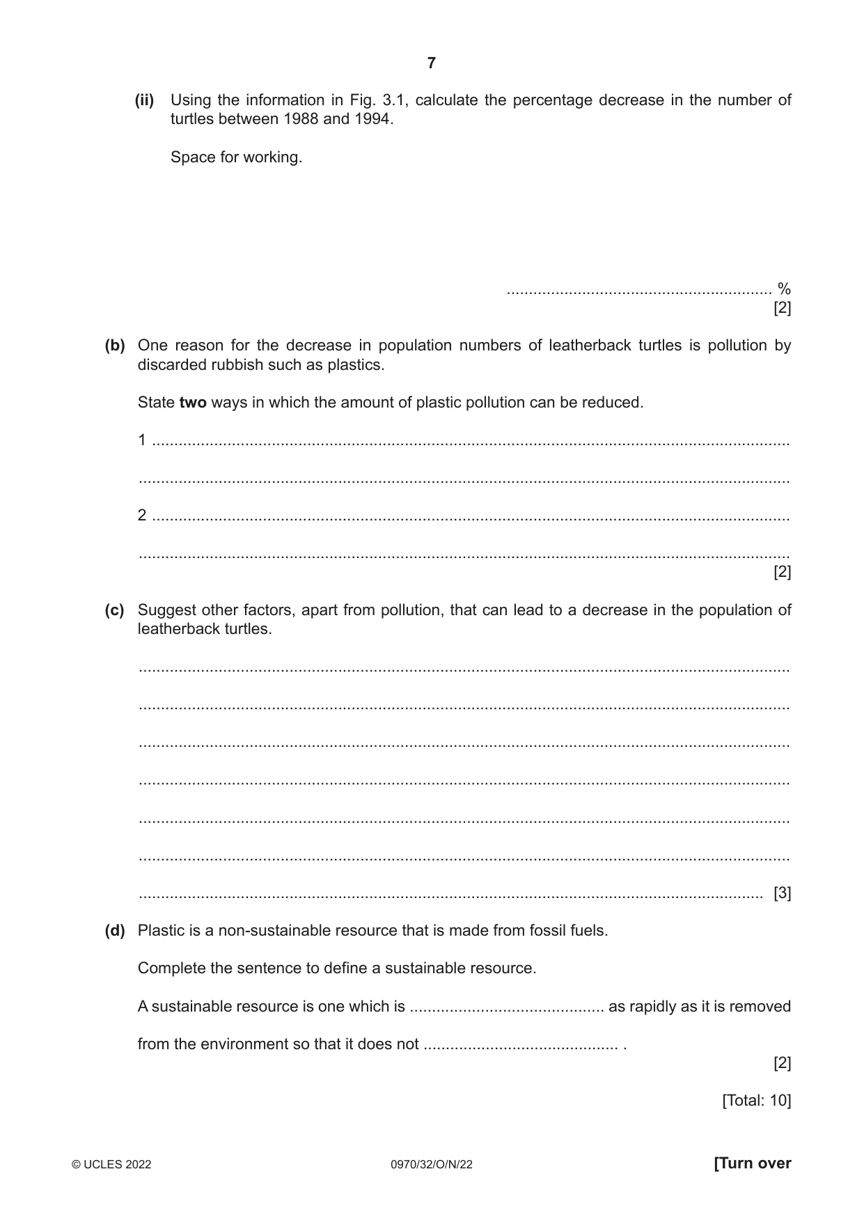 Cambridge IGCSE Biology (9-1) 0970 2022 Oct/Nov Paper 3 · Variant 2 question paper, page 7 of 20