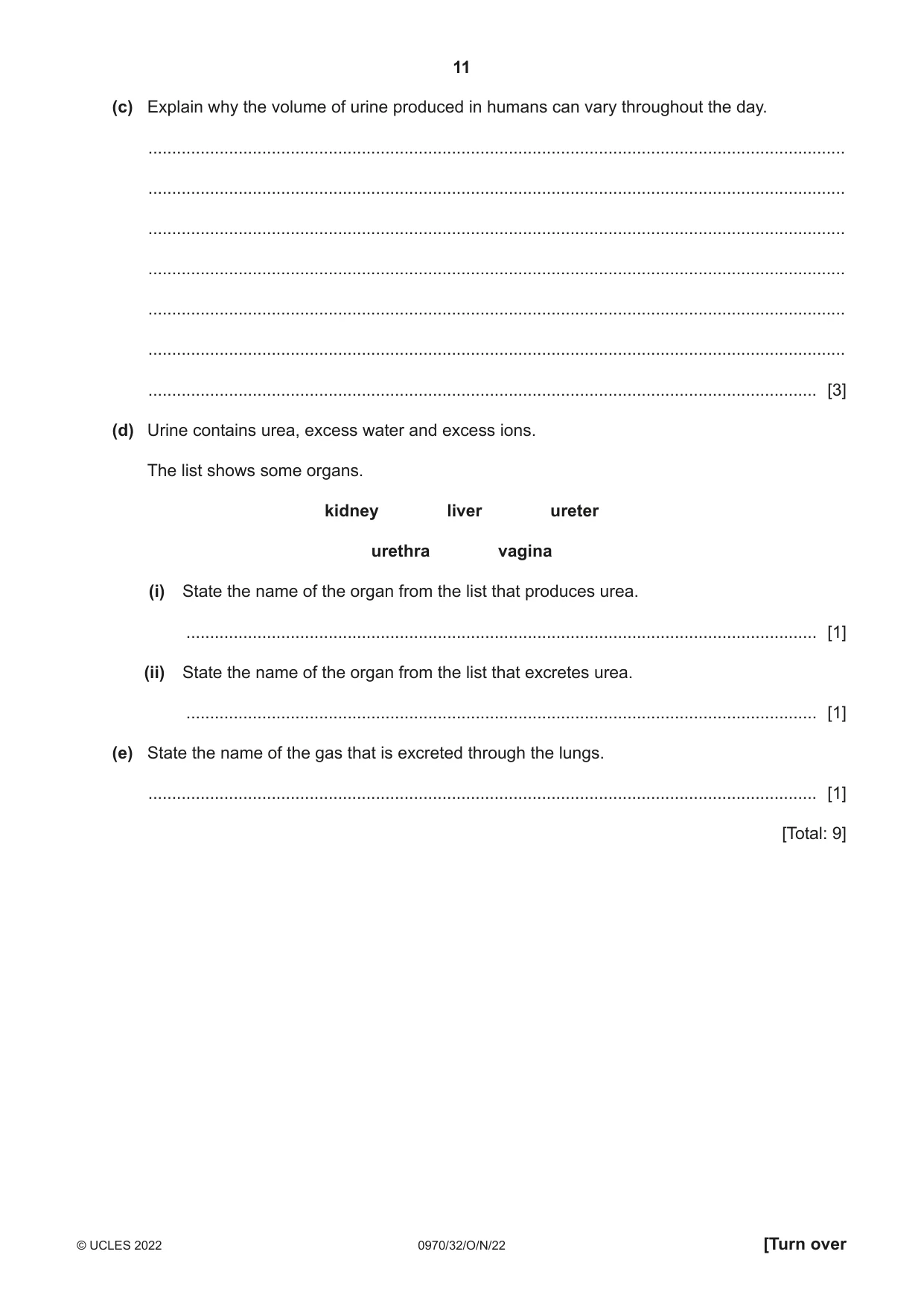 Cambridge IGCSE Biology (9-1) 0970 2022 Oct/Nov Paper 3 · Variant 2 question paper, page 11 of 20