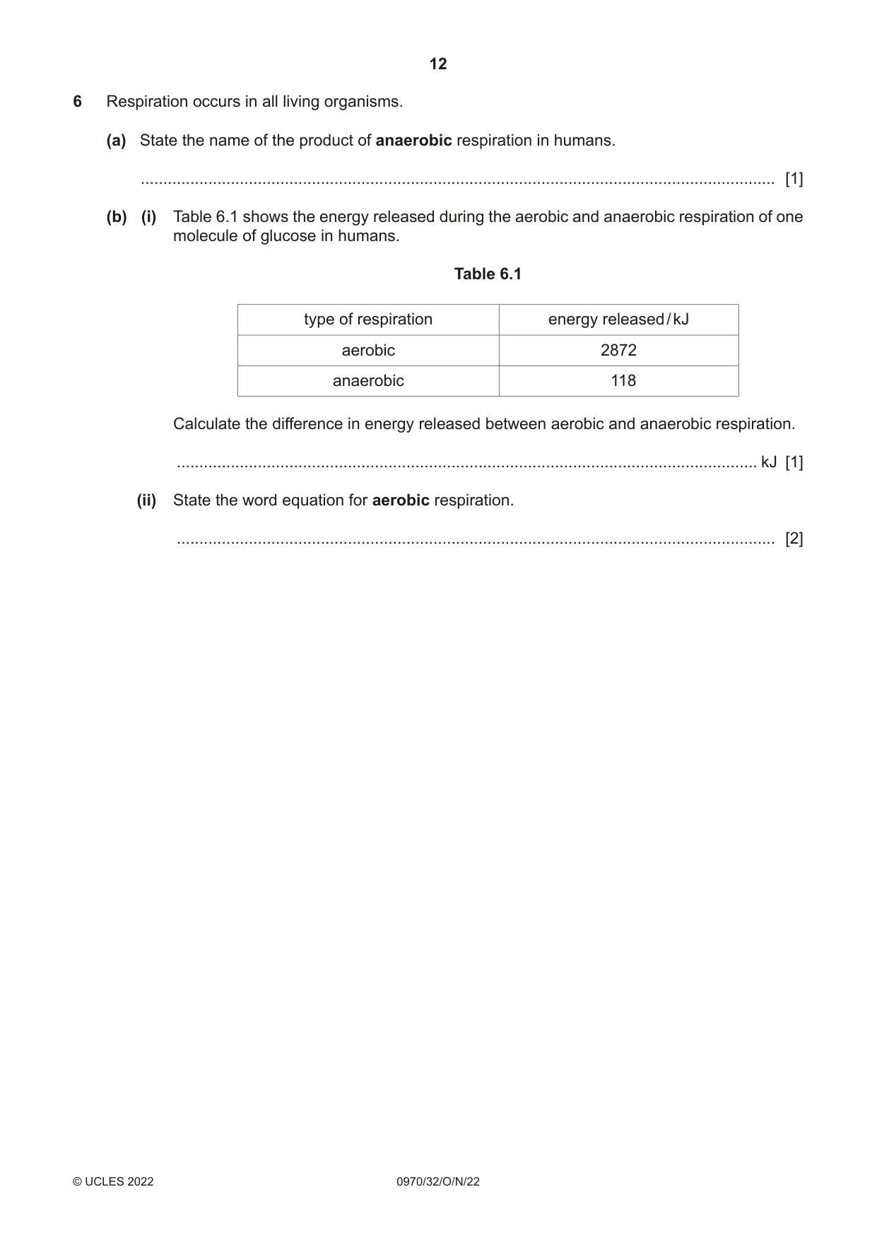Cambridge IGCSE Biology (9-1) 0970 2022 Oct/Nov Paper 3 · Variant 2 question paper, page 12 of 20