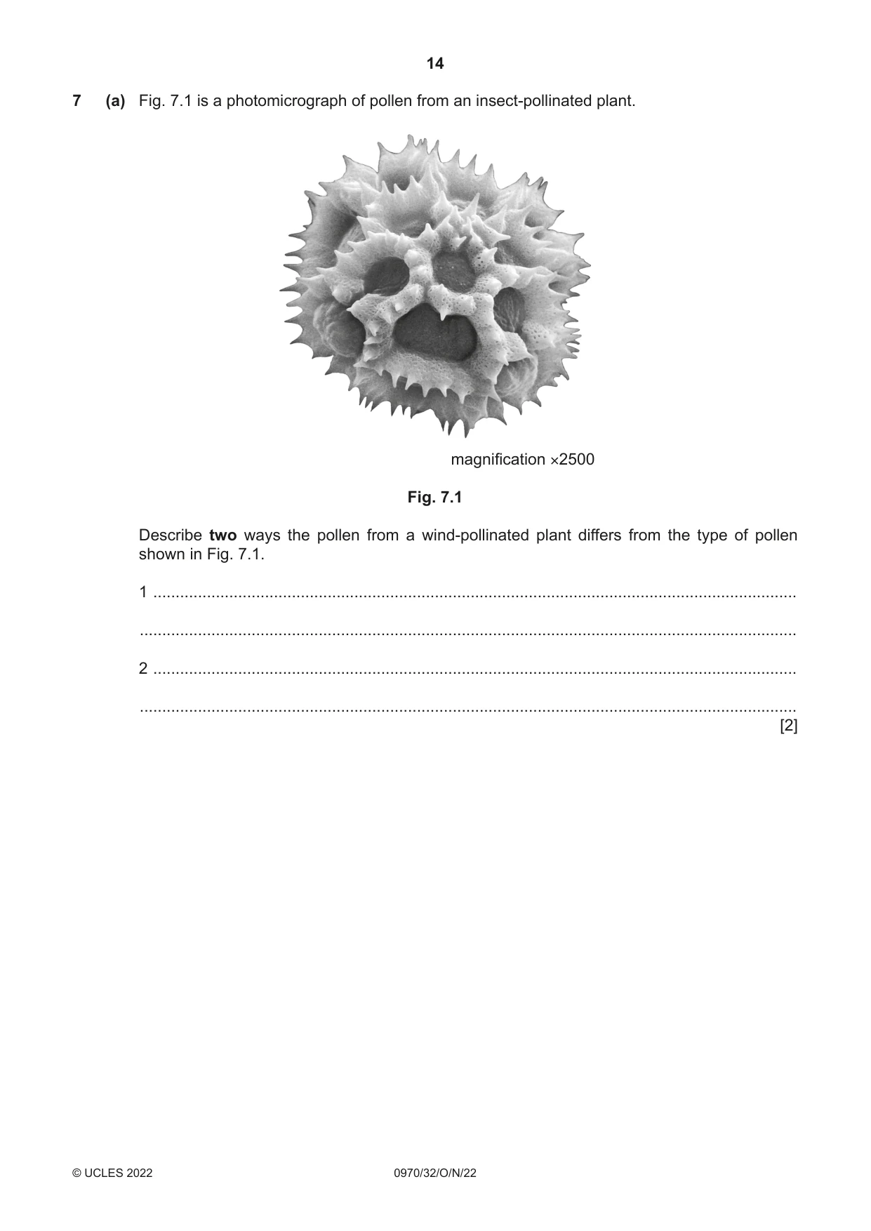 Cambridge IGCSE Biology (9-1) 0970 2022 Oct/Nov Paper 3 · Variant 2 question paper, page 14 of 20