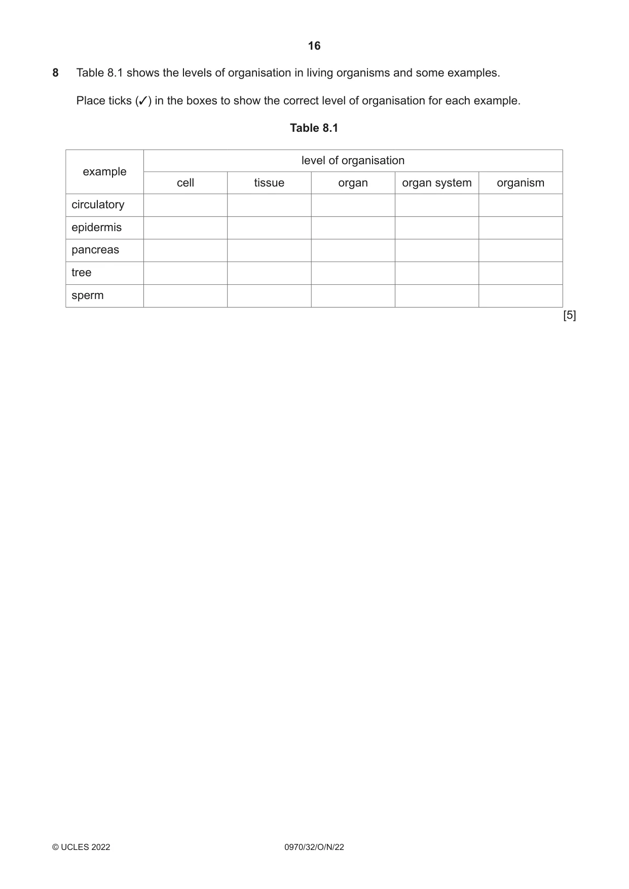 Cambridge IGCSE Biology (9-1) 0970 2022 Oct/Nov Paper 3 · Variant 2 question paper, page 16 of 20
