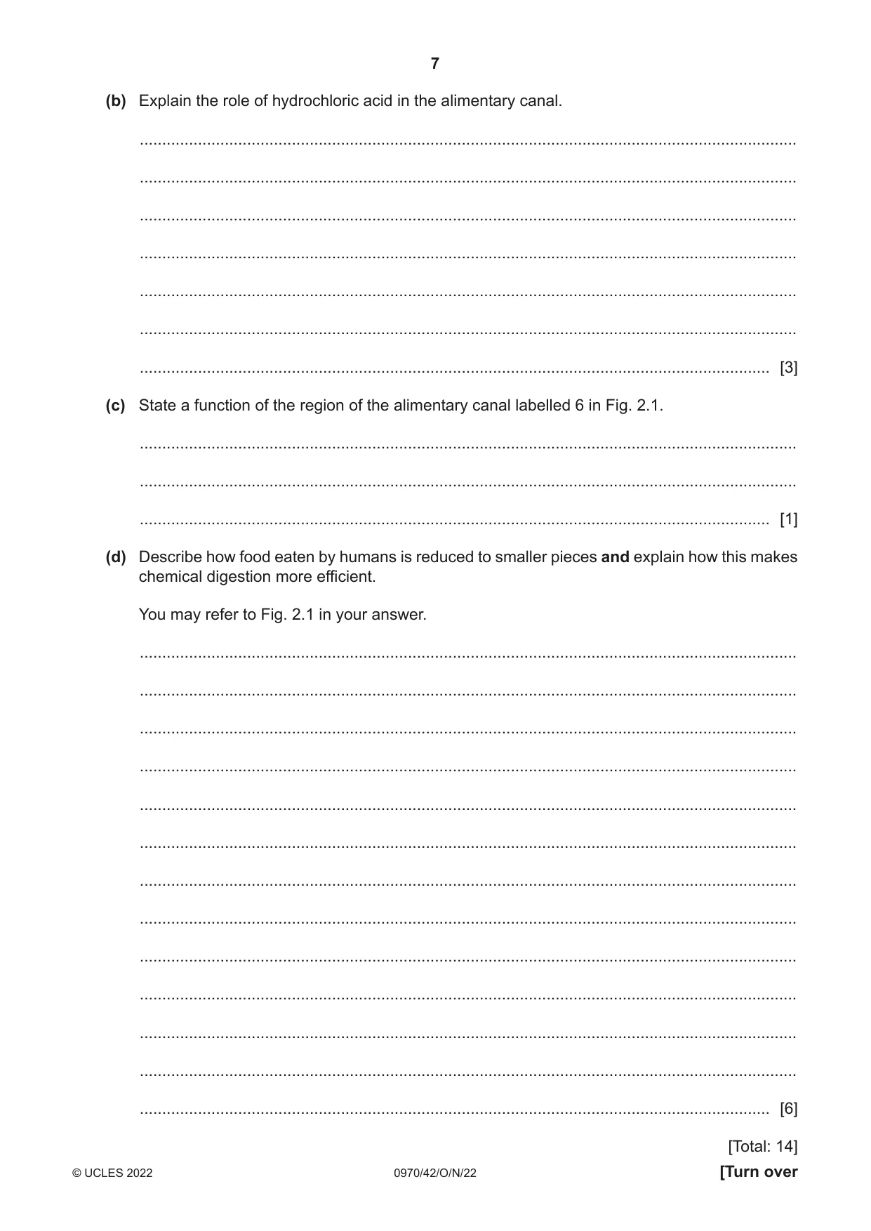 Cambridge IGCSE Biology (9-1) 0970 2022 Oct/Nov Paper 4 · Variant 2 question paper, page 7 of 20