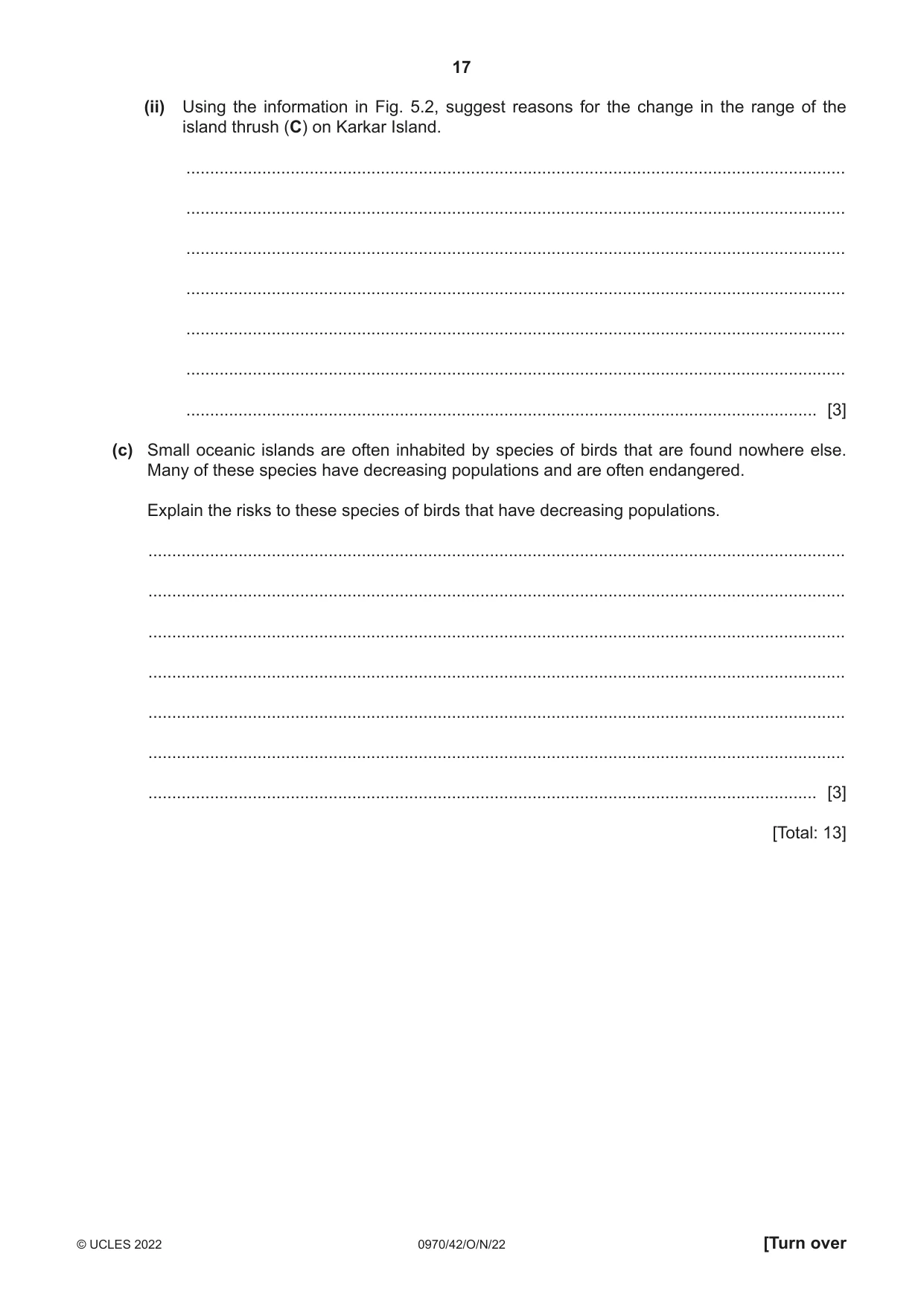 Cambridge IGCSE Biology (9-1) 0970 2022 Oct/Nov Paper 4 · Variant 2 question paper, page 17 of 20