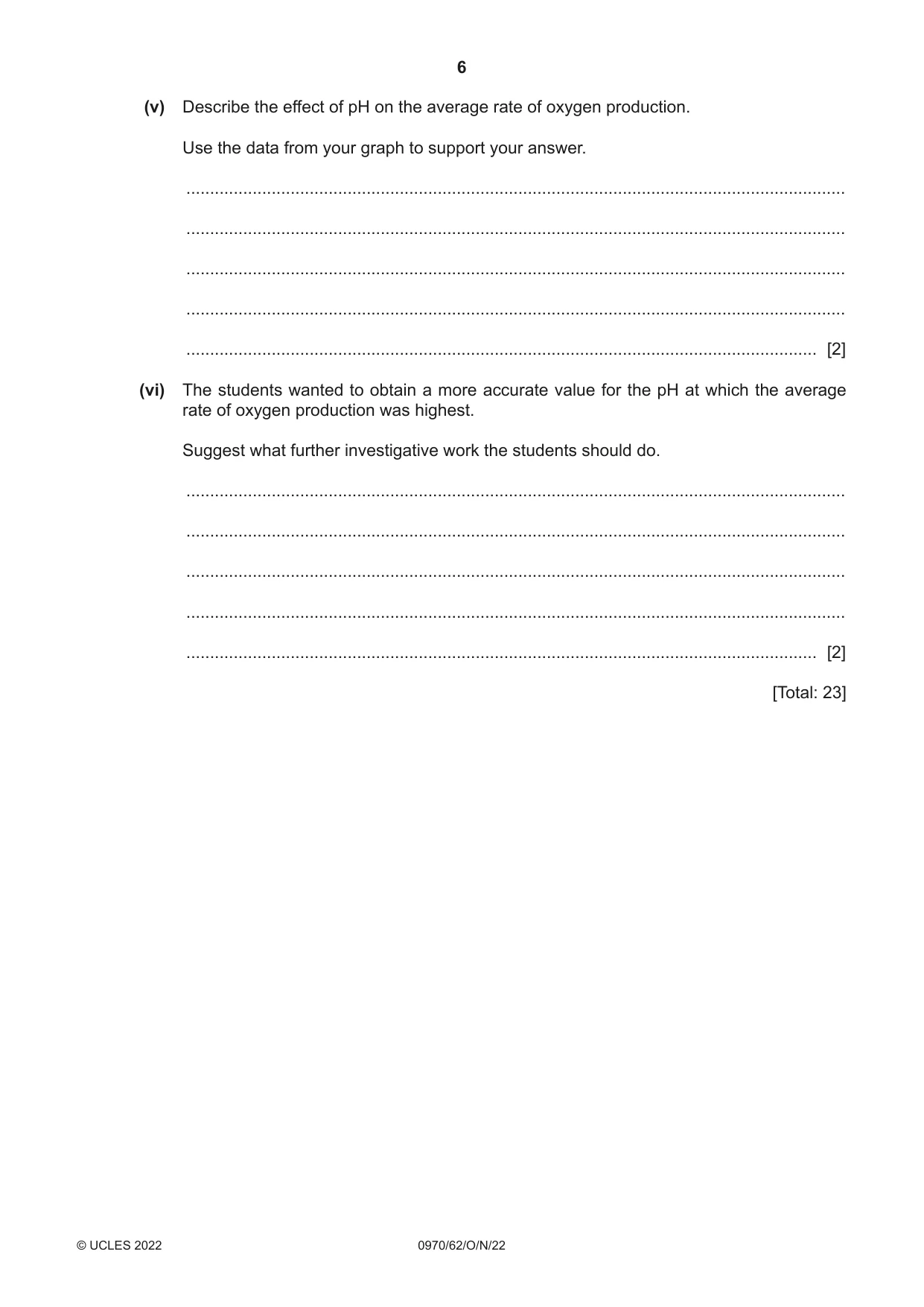 Cambridge IGCSE Biology (9-1) 0970 2022 Oct/Nov Paper 6 · Variant 2 question paper, page 6 of 12