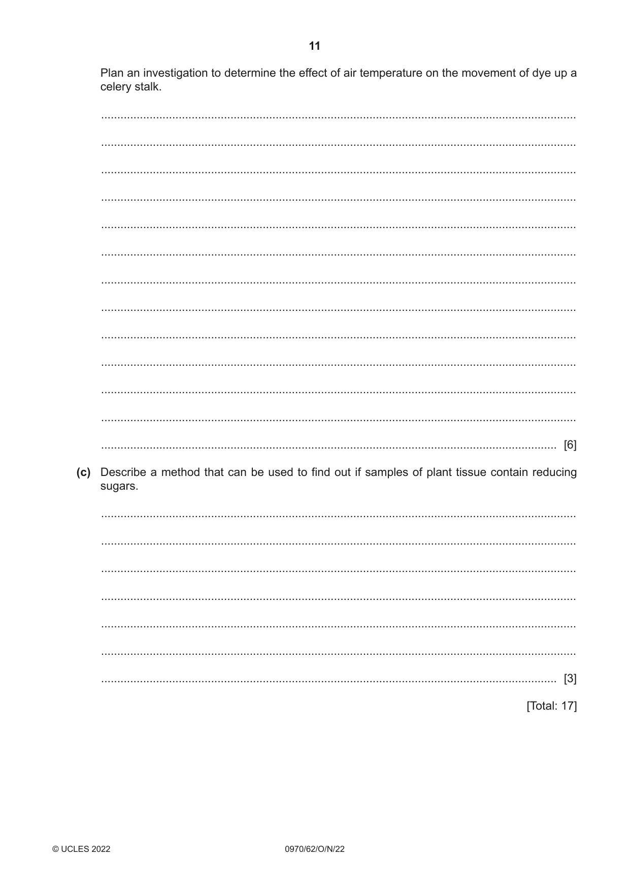 Cambridge IGCSE Biology (9-1) 0970 2022 Oct/Nov Paper 6 · Variant 2 question paper, page 11 of 12