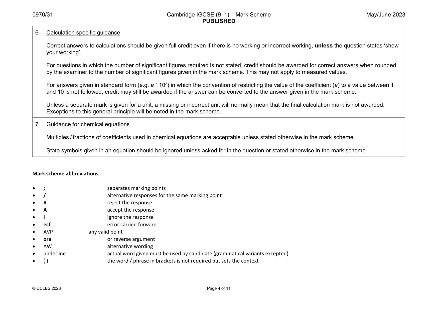 Mark scheme, page 4 of 11