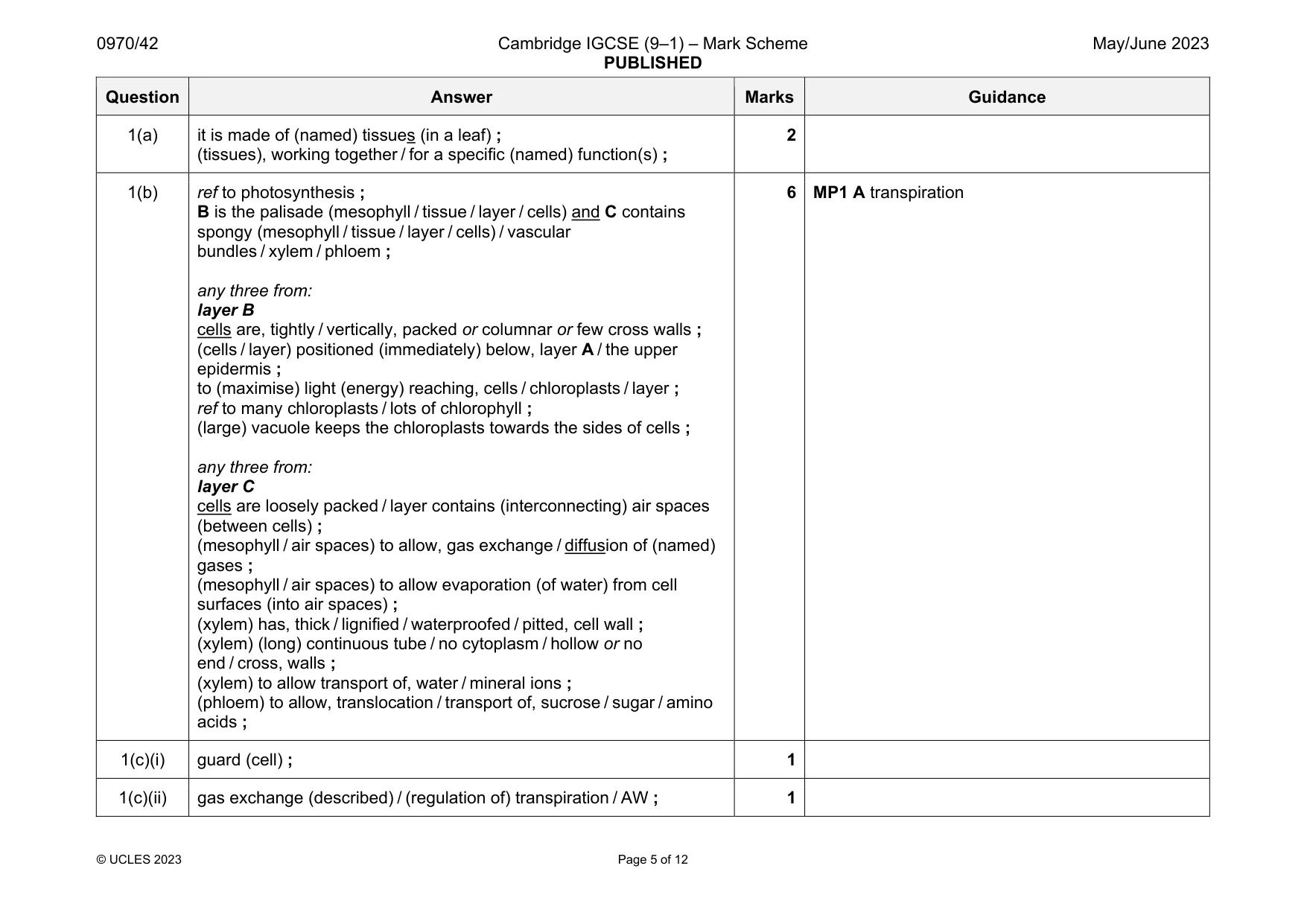 Mark scheme, page 5 of 12