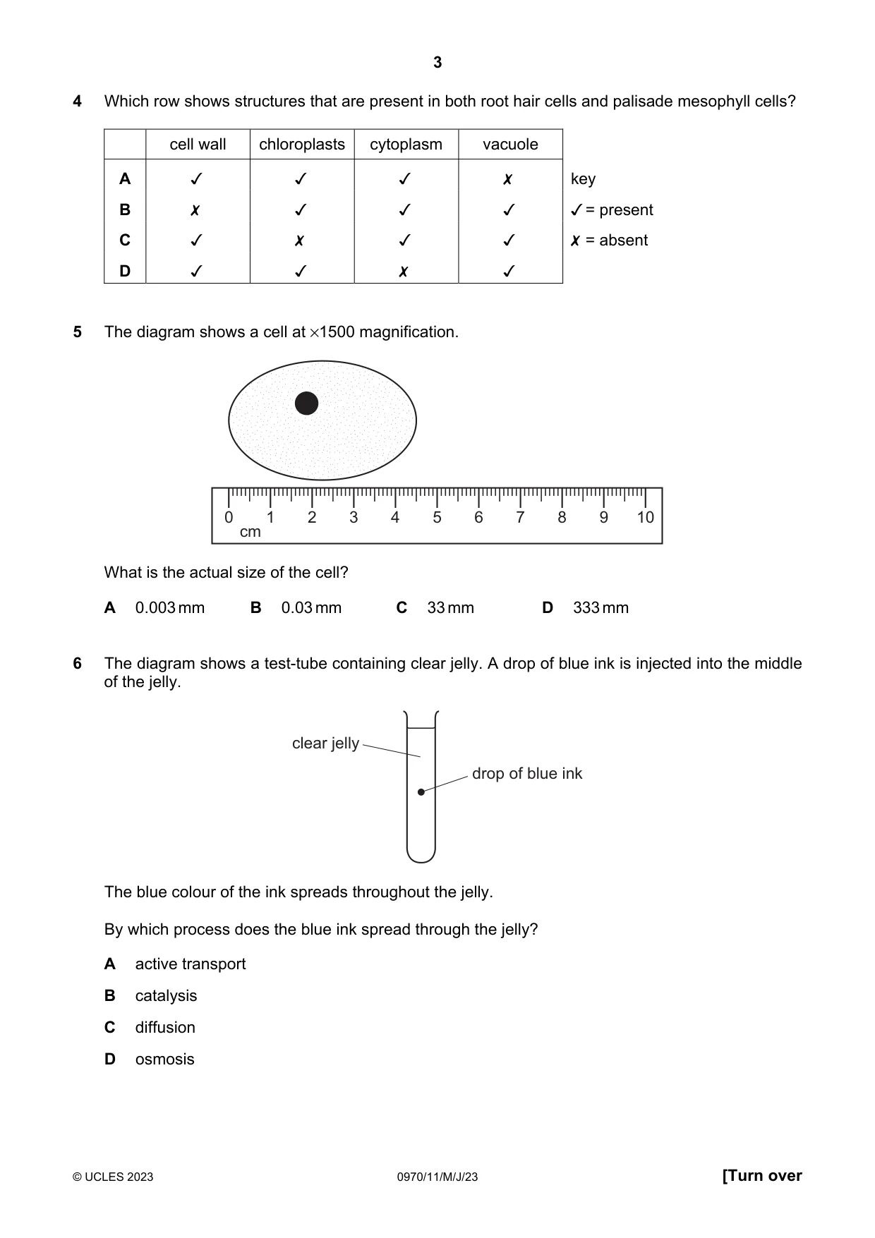 Cambridge IGCSE Biology (9-1) 0970 2023 May/June Paper 1 · Variant 1 question paper, page 3 of 16