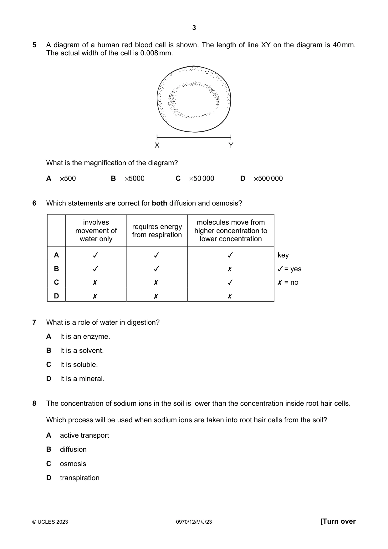 Cambridge IGCSE Biology (9-1) 0970 2023 May/June Paper 1 · Variant 2 question paper, page 3 of 16