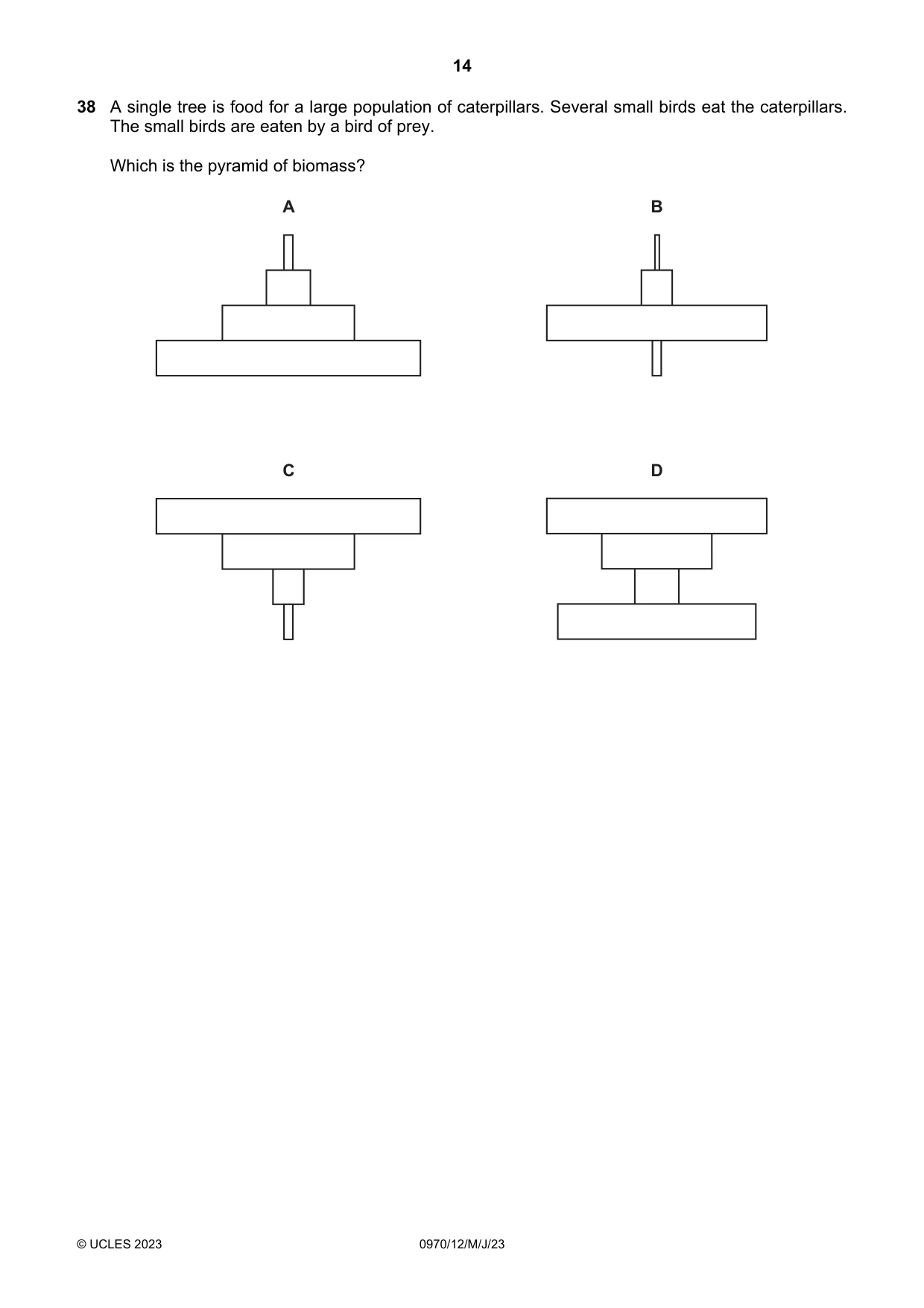 Cambridge IGCSE Biology (9-1) 0970 2023 May/June Paper 1 · Variant 2 question paper, page 14 of 16