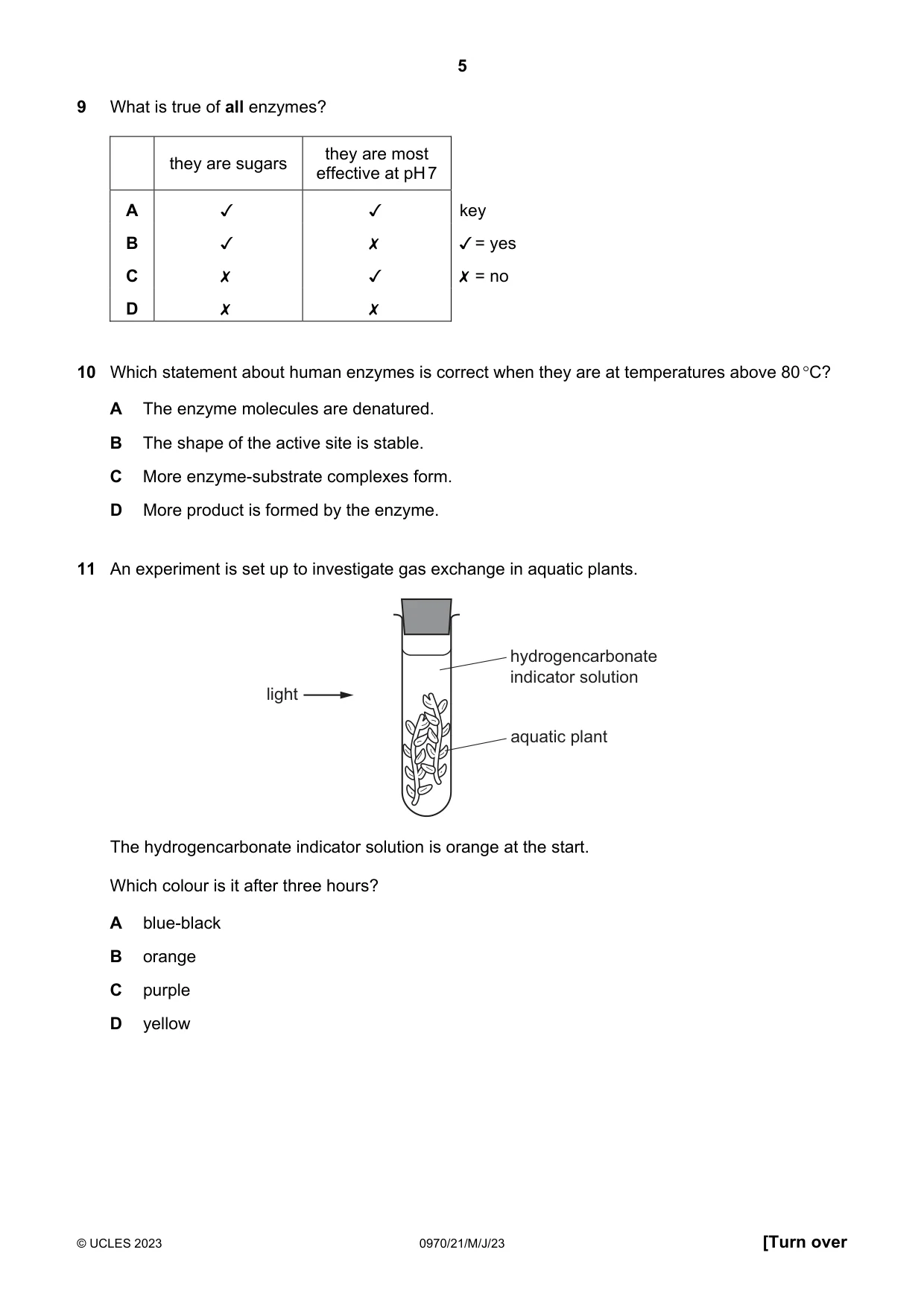 Cambridge IGCSE Biology (9-1) 0970 2023 May/June Paper 2 · Variant 1 question paper, page 5 of 16