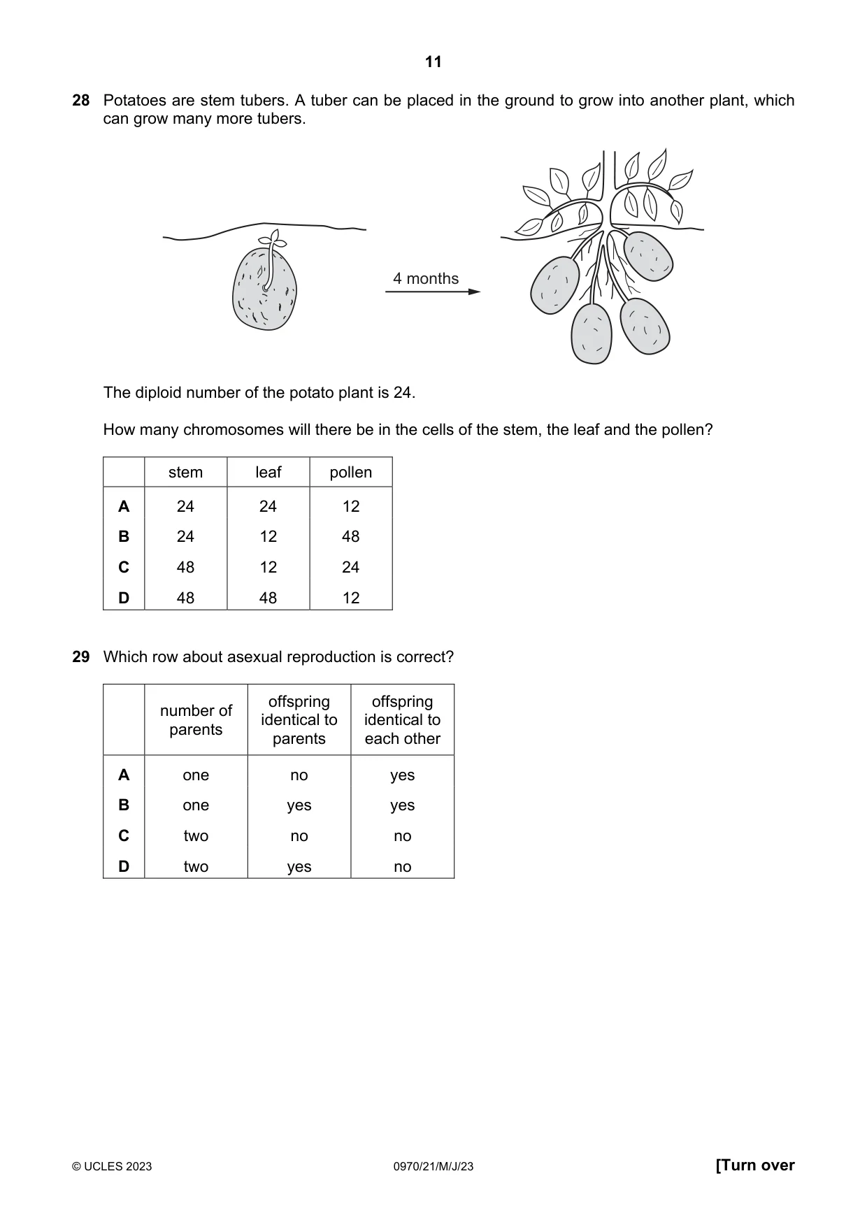 Cambridge IGCSE Biology (9-1) 0970 2023 May/June Paper 2 · Variant 1 question paper, page 11 of 16