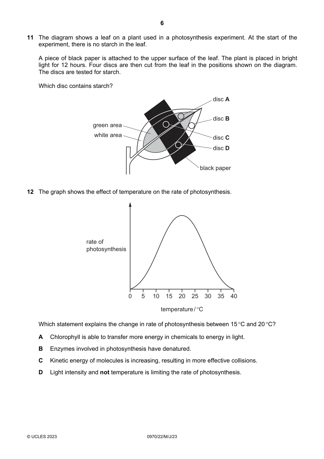 Cambridge IGCSE Biology (9-1) 0970 2023 May/June Paper 2 · Variant 2 question paper, page 6 of 16