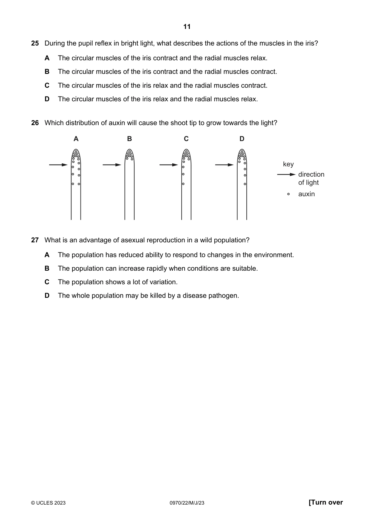 Cambridge IGCSE Biology (9-1) 0970 2023 May/June Paper 2 · Variant 2 question paper, page 11 of 16