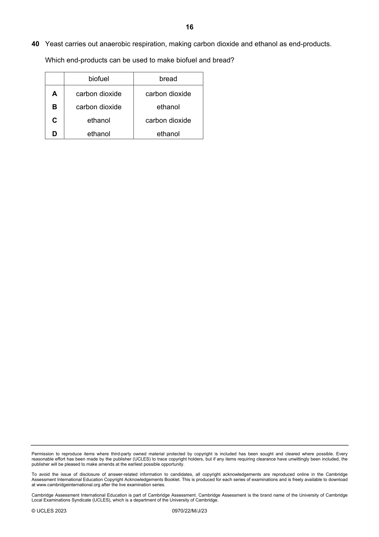 Cambridge IGCSE Biology (9-1) 0970 2023 May/June Paper 2 · Variant 2 question paper, page 16 of 16