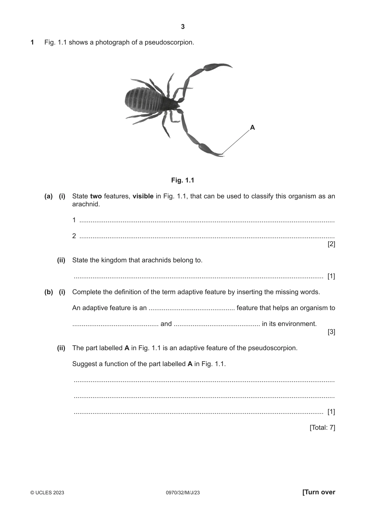 Cambridge IGCSE Biology (9-1) 0970 2023 May/June Paper 3 · Variant 2 question paper, page 3 of 20