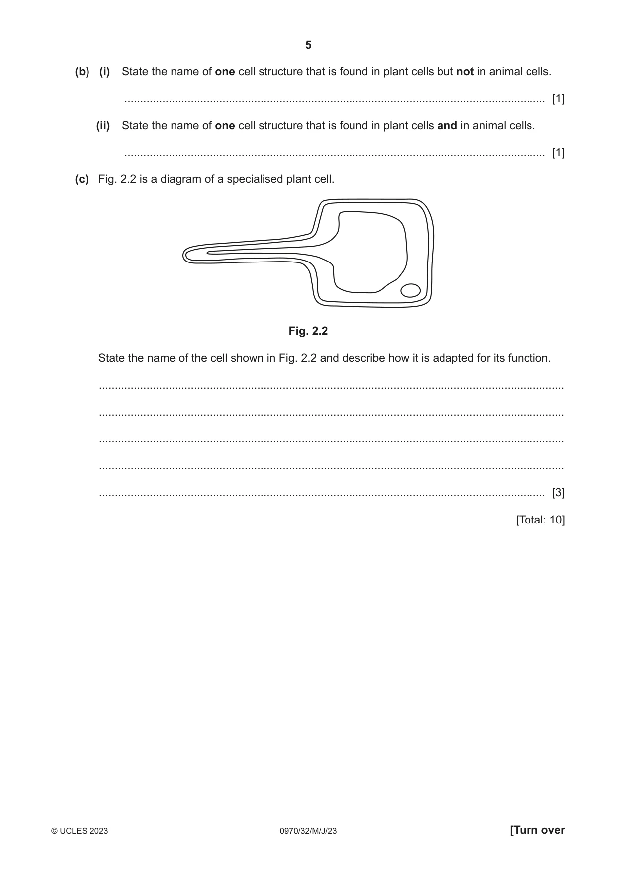 Cambridge IGCSE Biology (9-1) 0970 2023 May/June Paper 3 · Variant 2 question paper, page 5 of 20